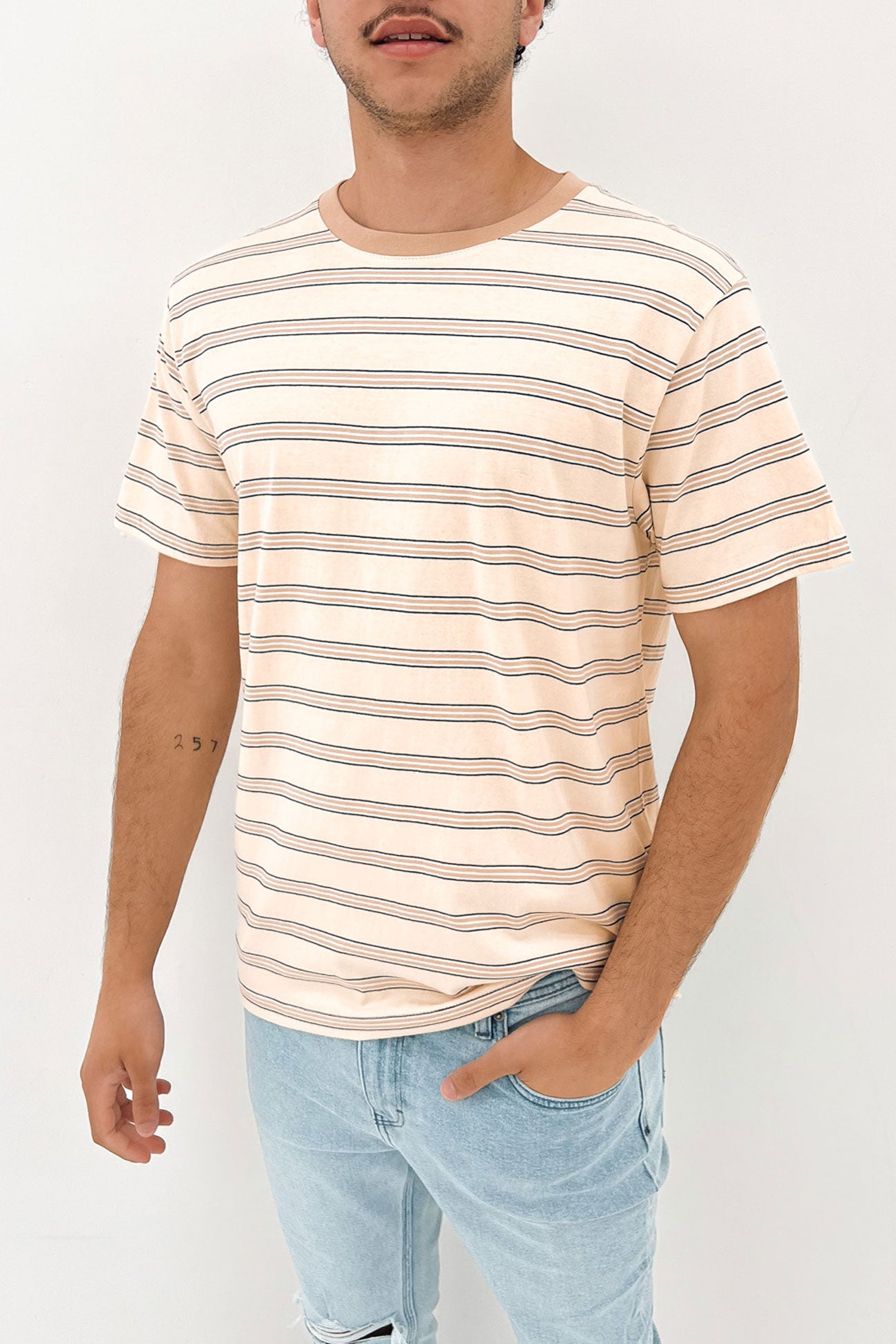 Everyday Stripe Short Sleeve T-Shirt Ecru