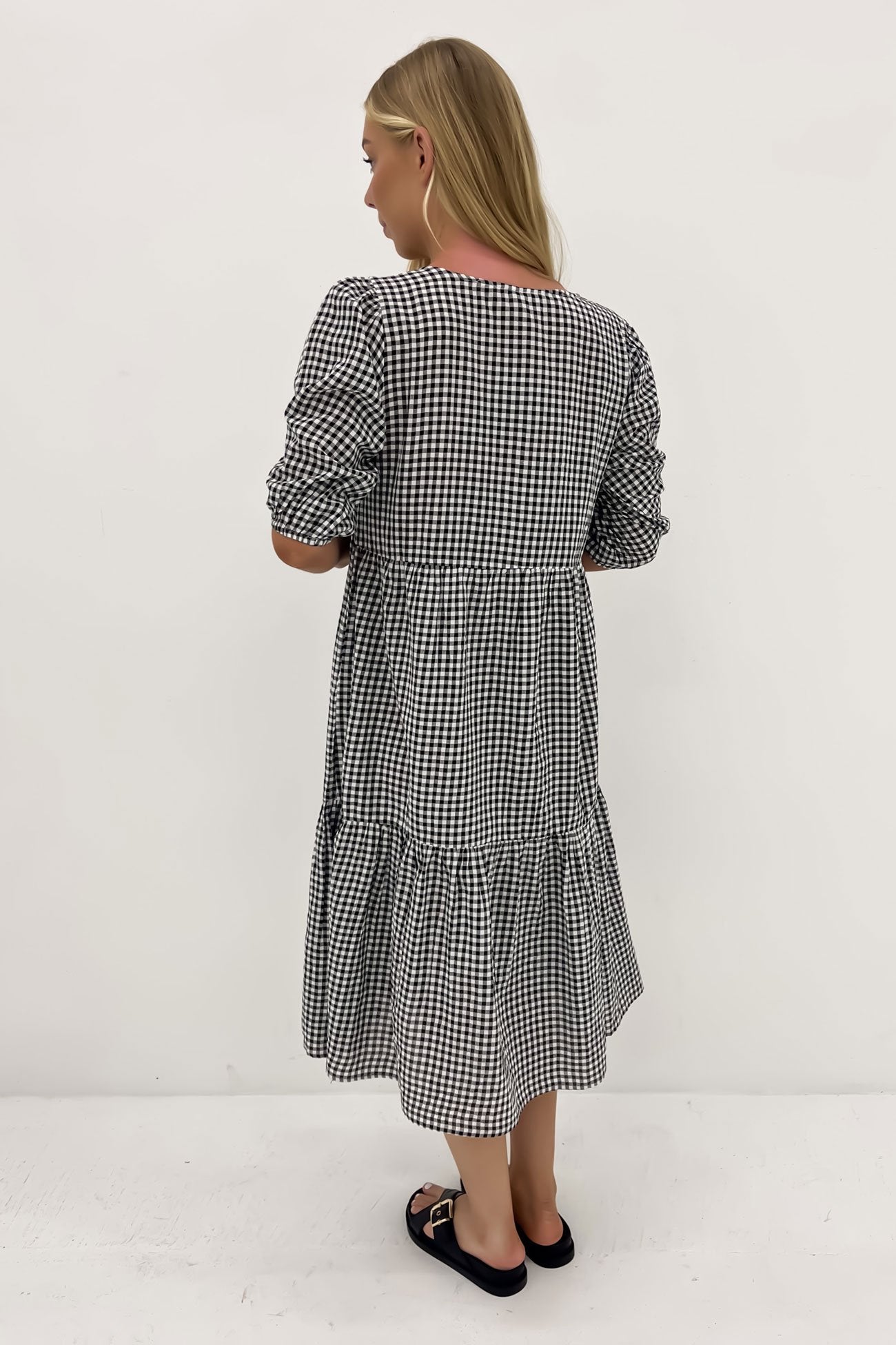 Eydie Midi Dress Black Gingham