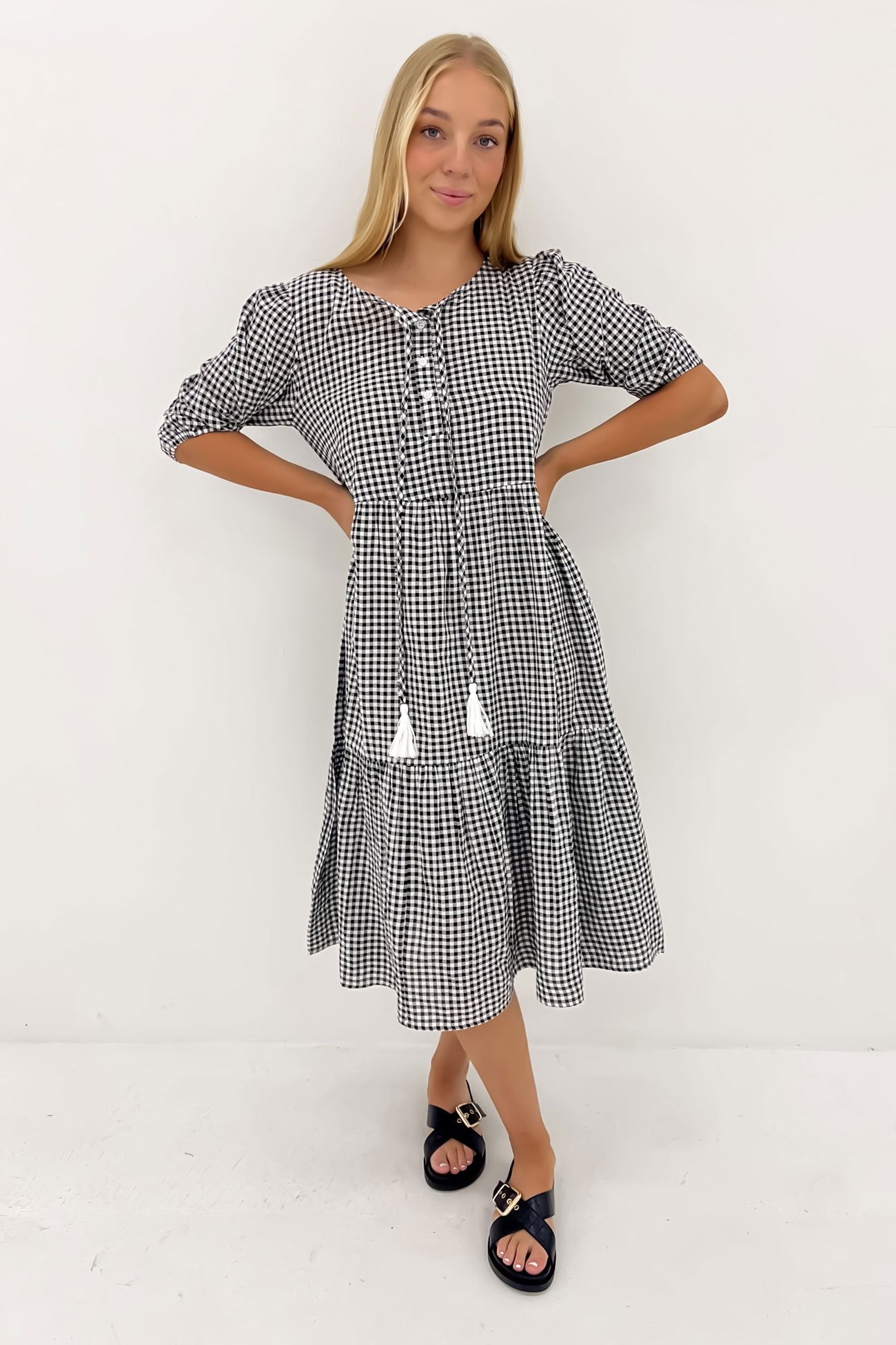 Eydie Midi Dress Black Gingham