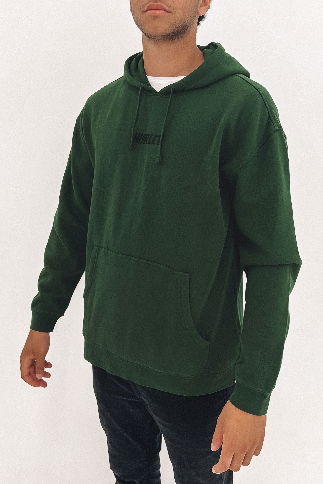 Fastlane Embroidered Fleece Pullover Deep Green