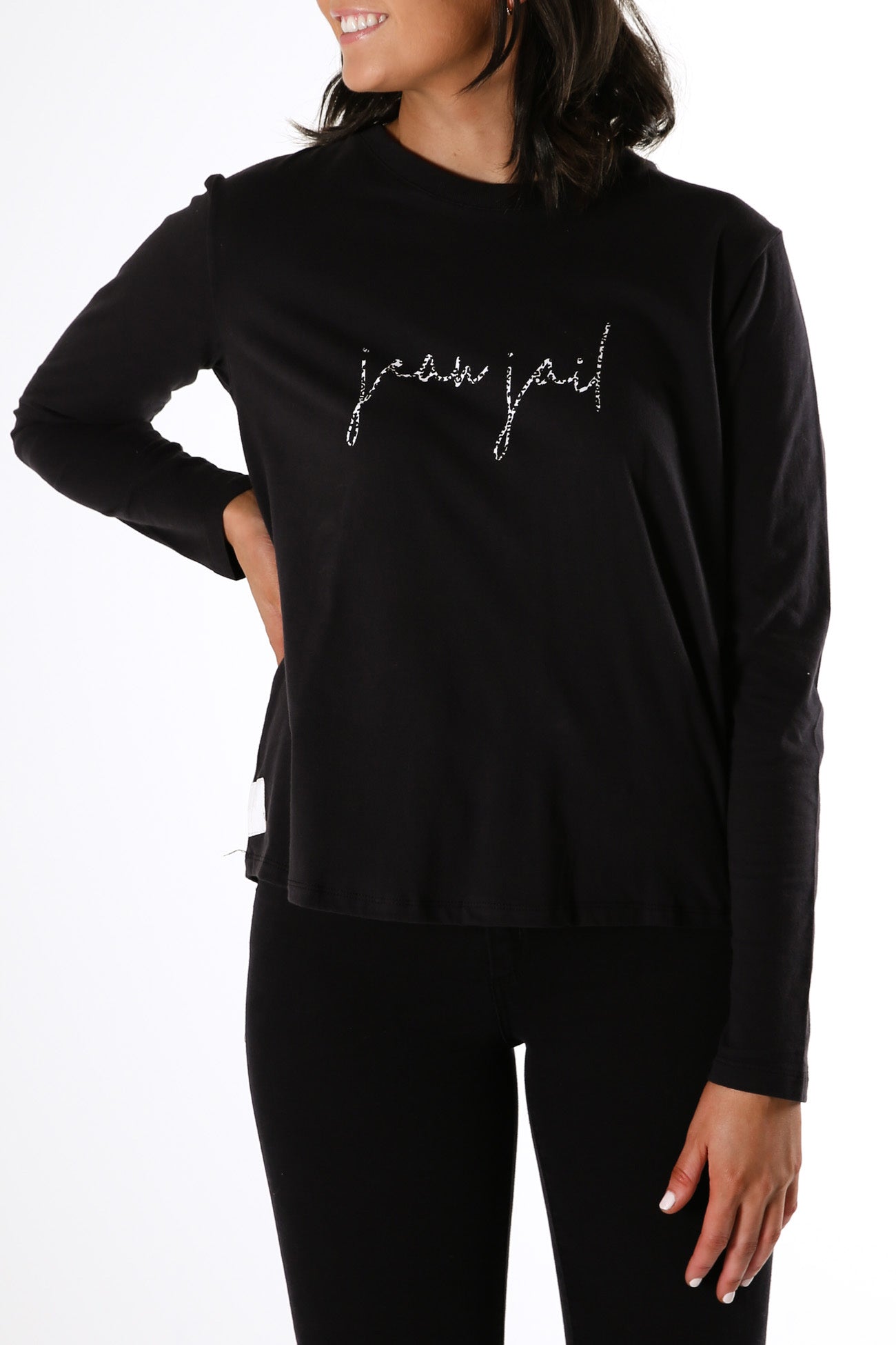 Fearless Long Sleeve Snow Leopard Washed Black