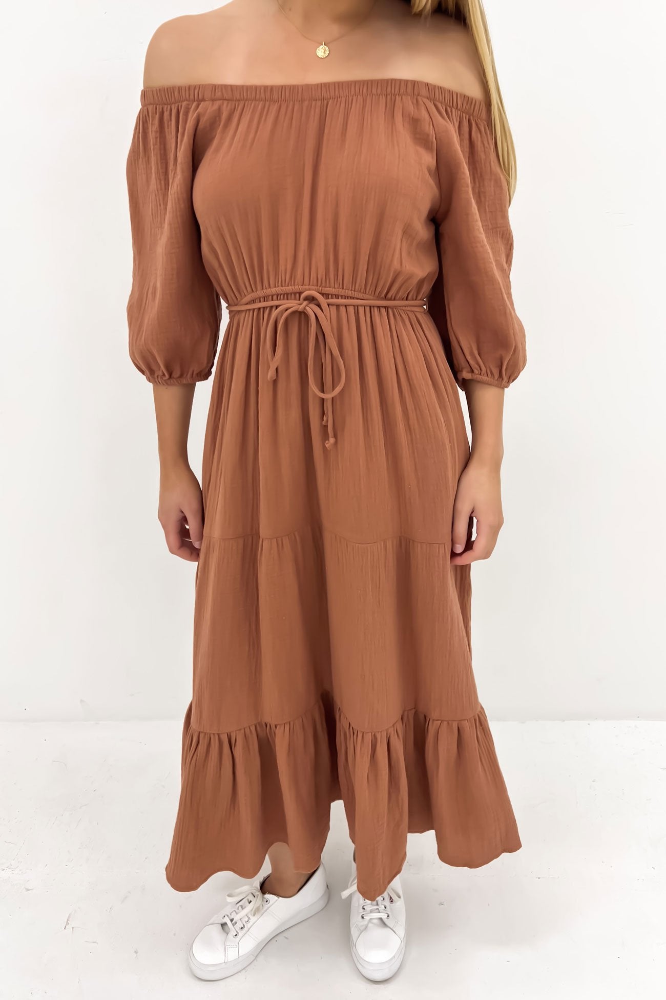 Felix Tiered Midi Dress Mocha