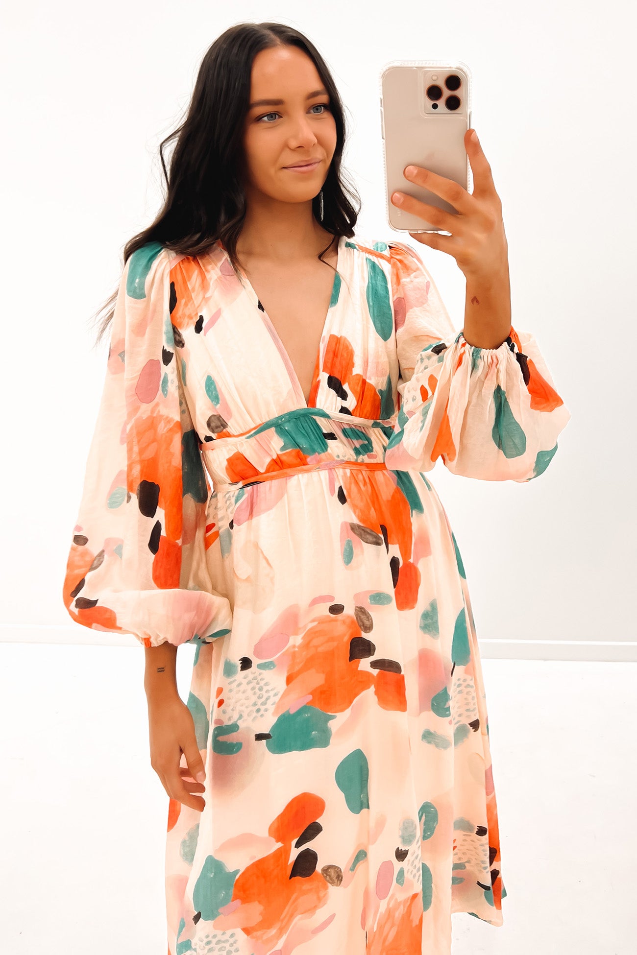 Finlee Midi Dress Orange Multi