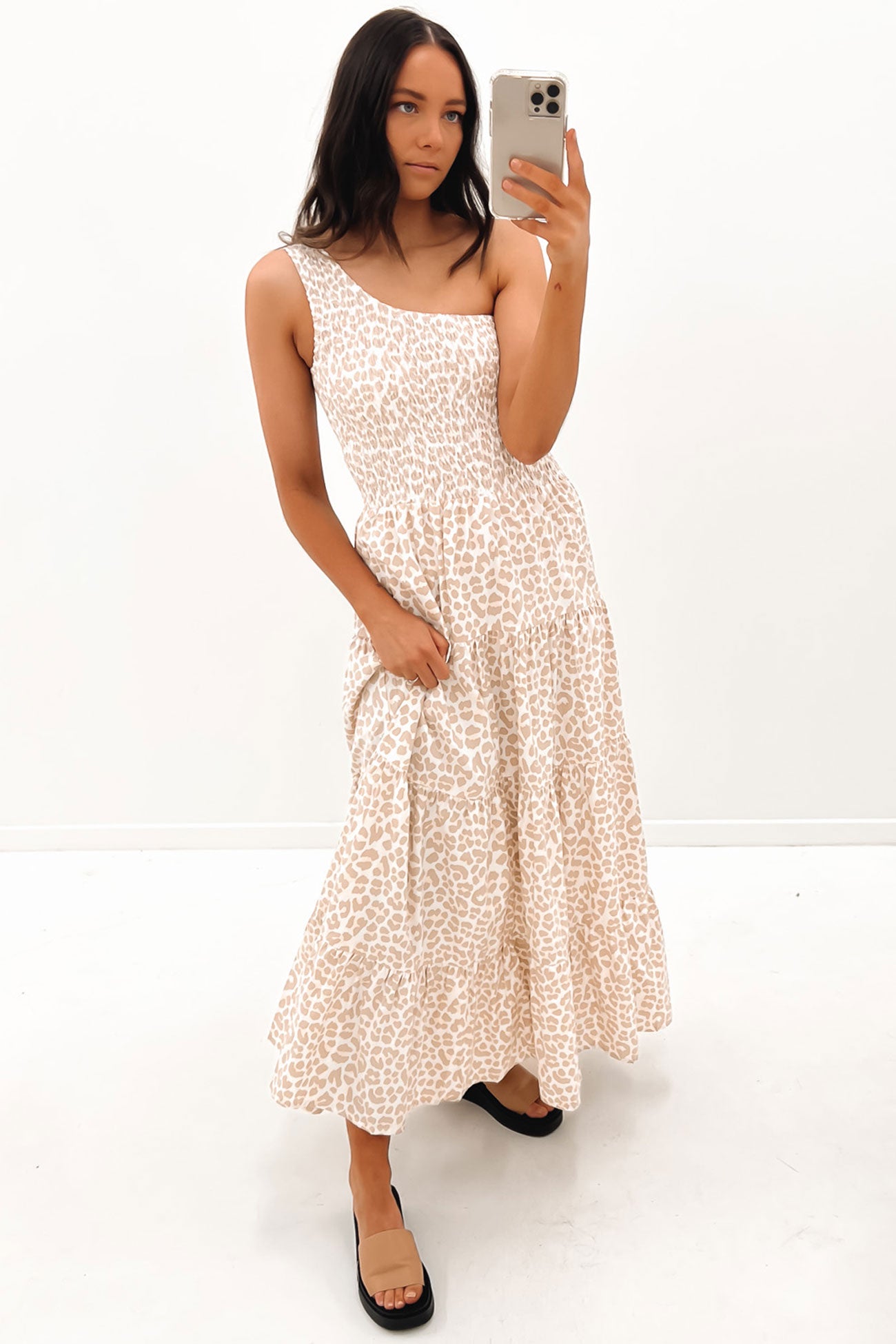 Fleur Maxi Dress Nude Leopard