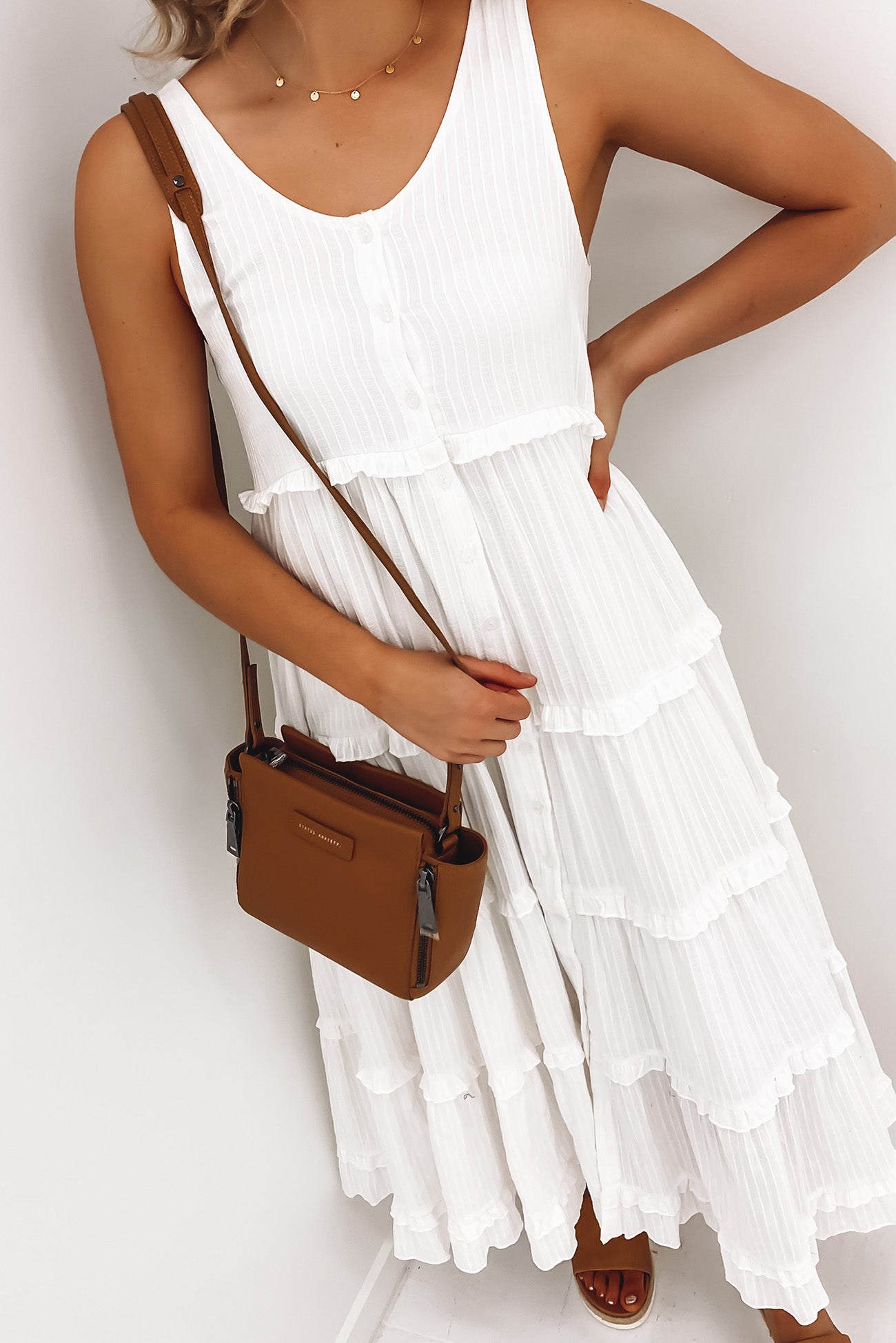 Flora Midi Dress White