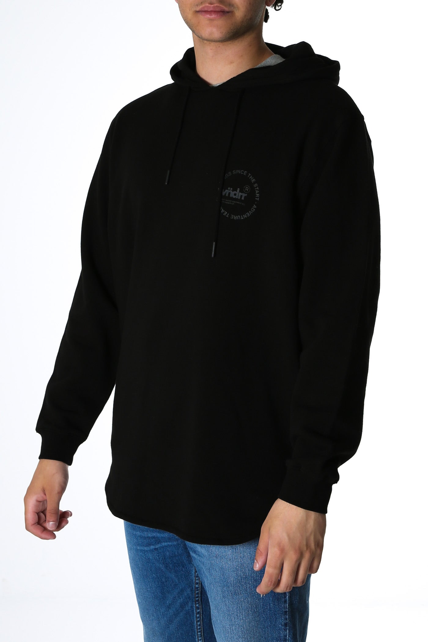 Franchise Curved Hem Hood Sweat Black