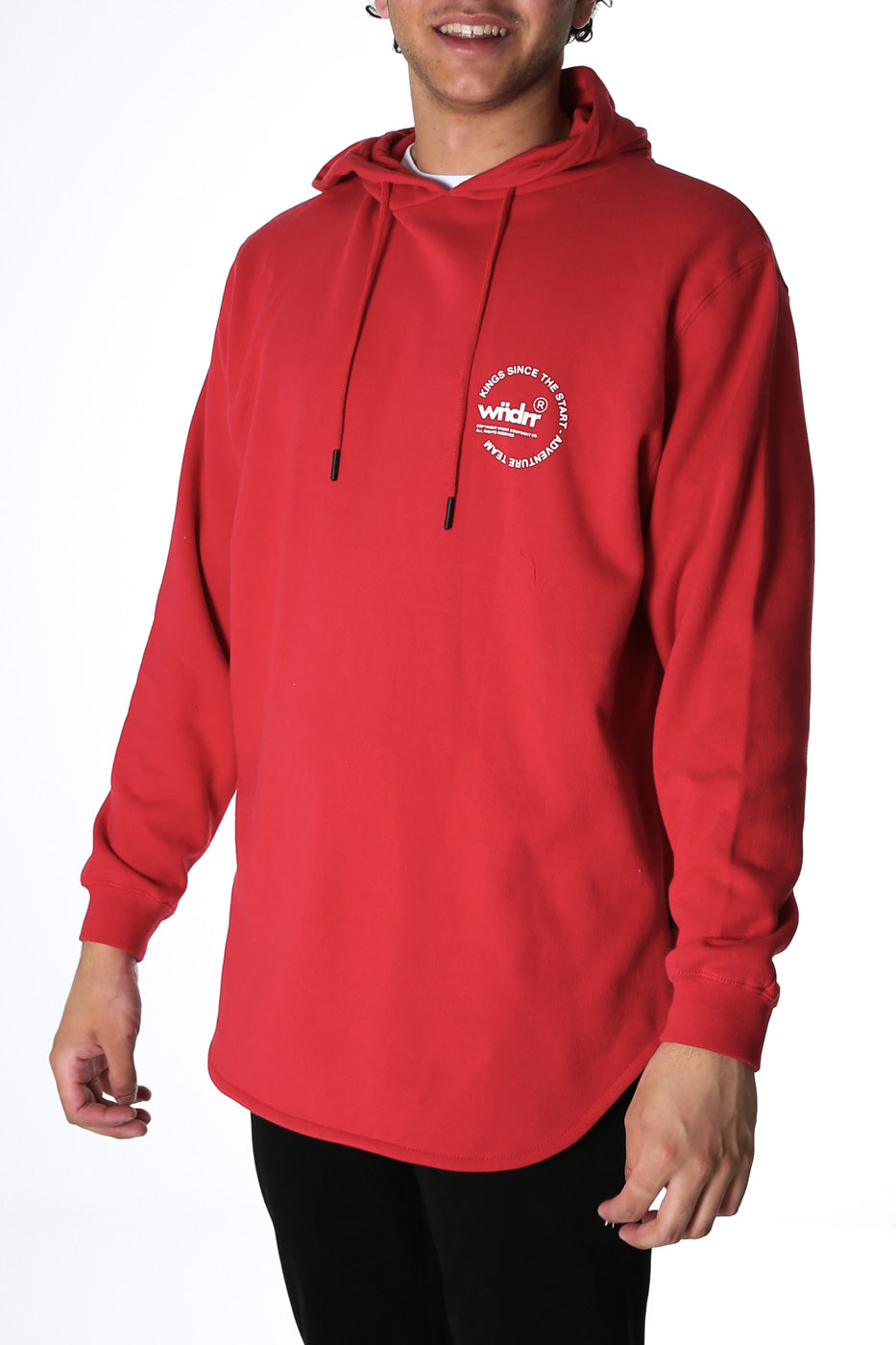 Franchise Curved Hem Hood Sweat Red