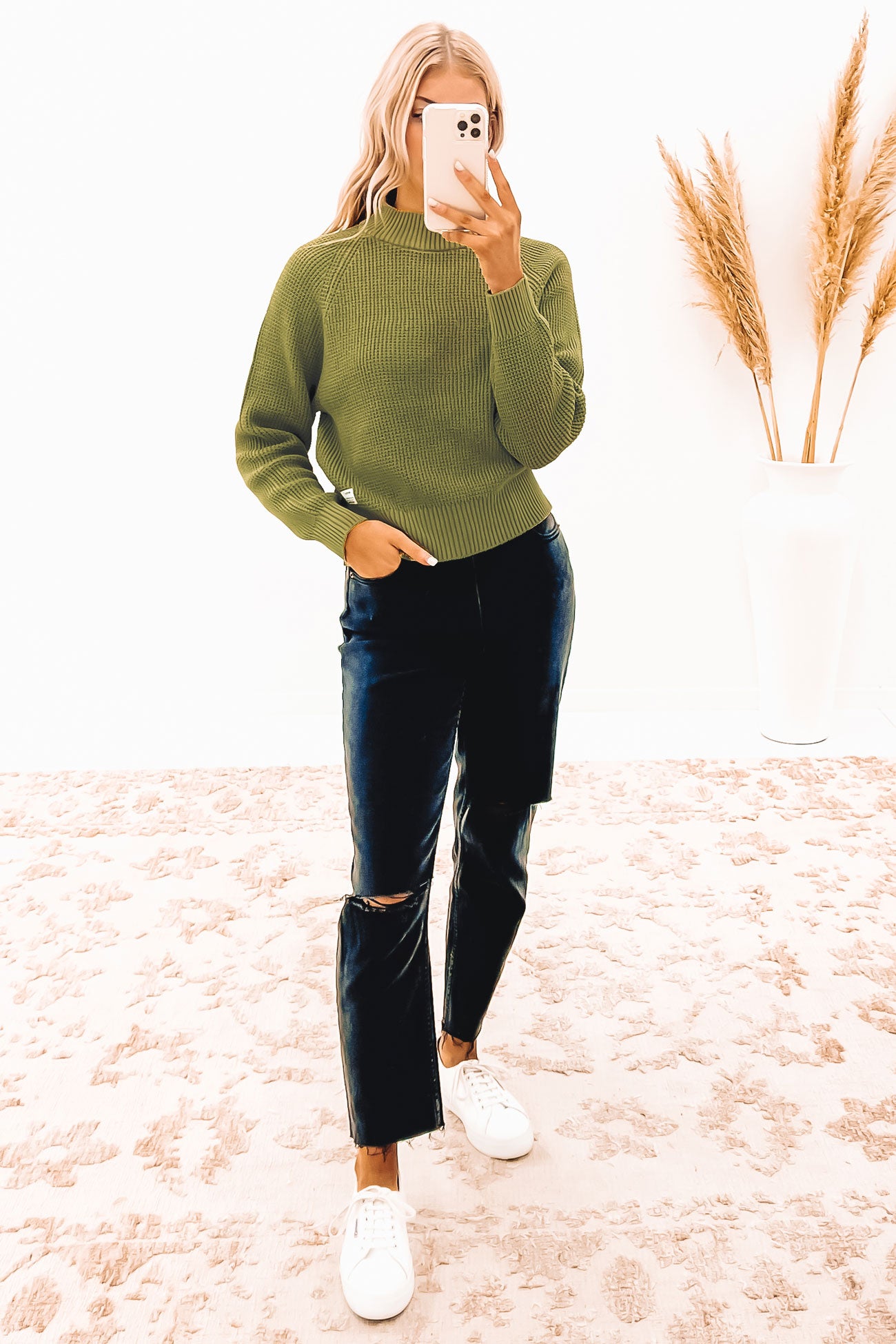 Funnel Neck Knit Sea Green