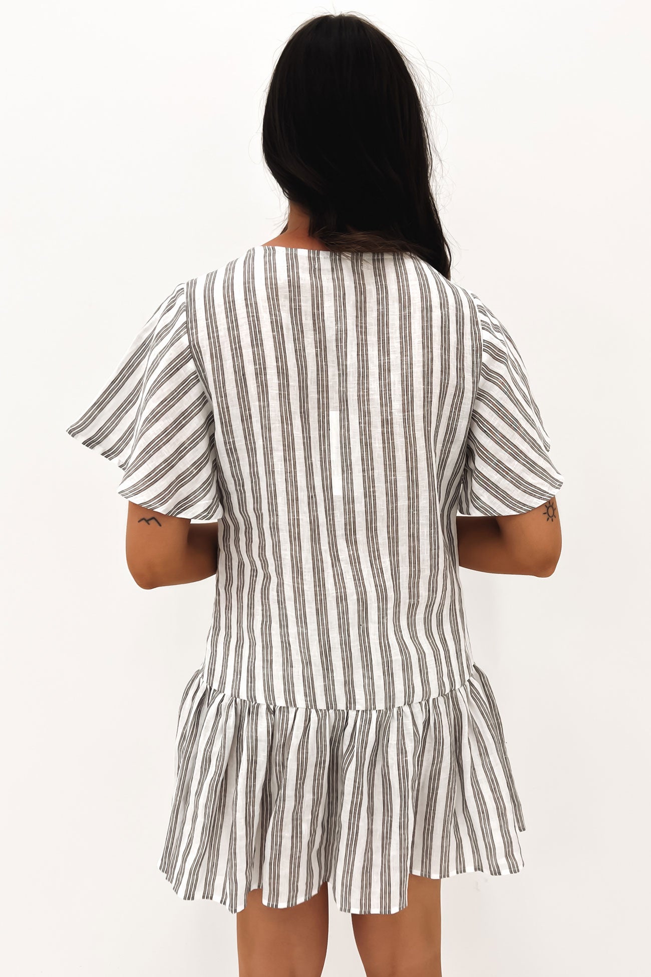 Georgie Mini Dress White Stripe