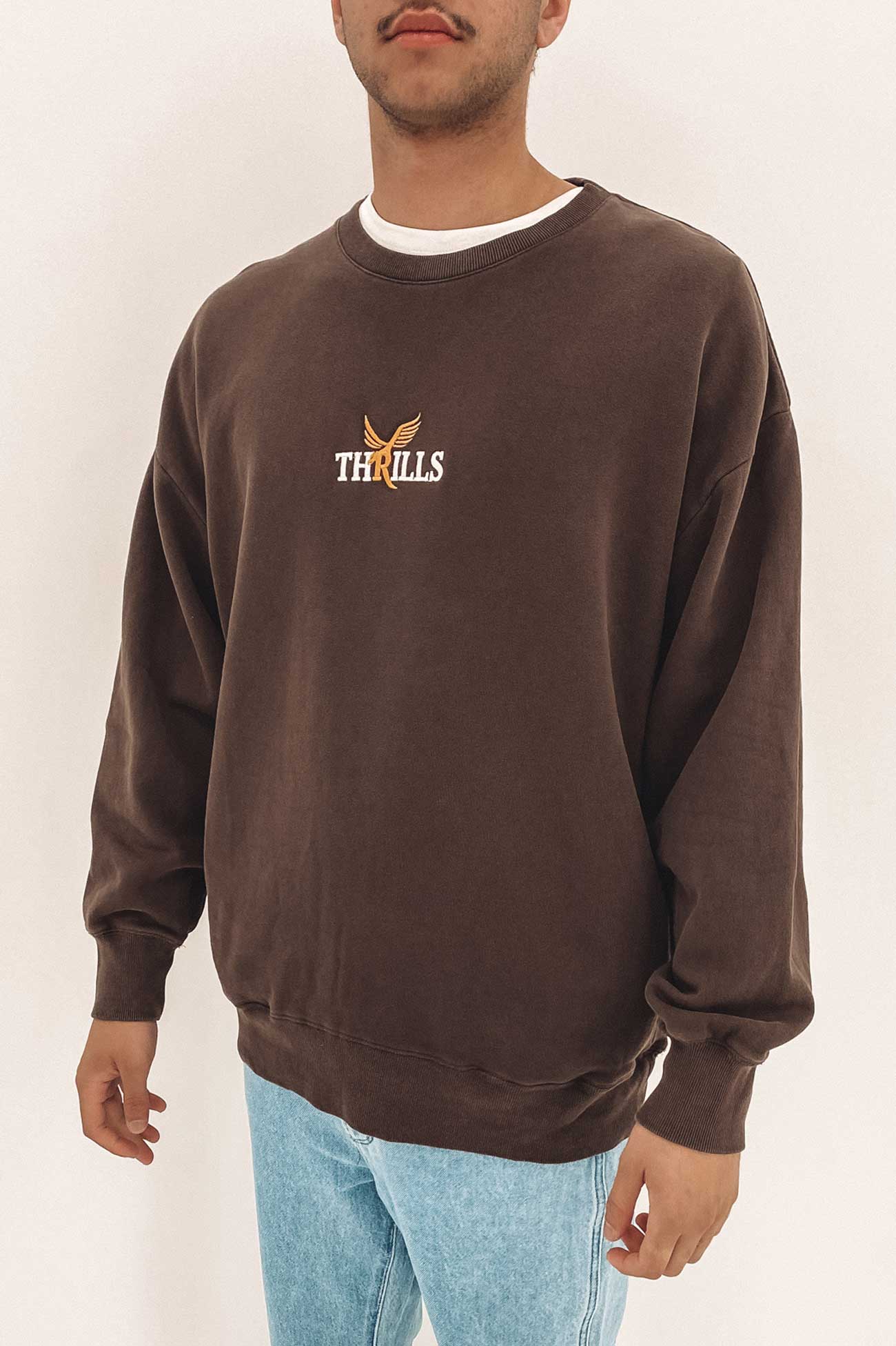 Golden Slouch Crew Neck Fleece Postal Brown