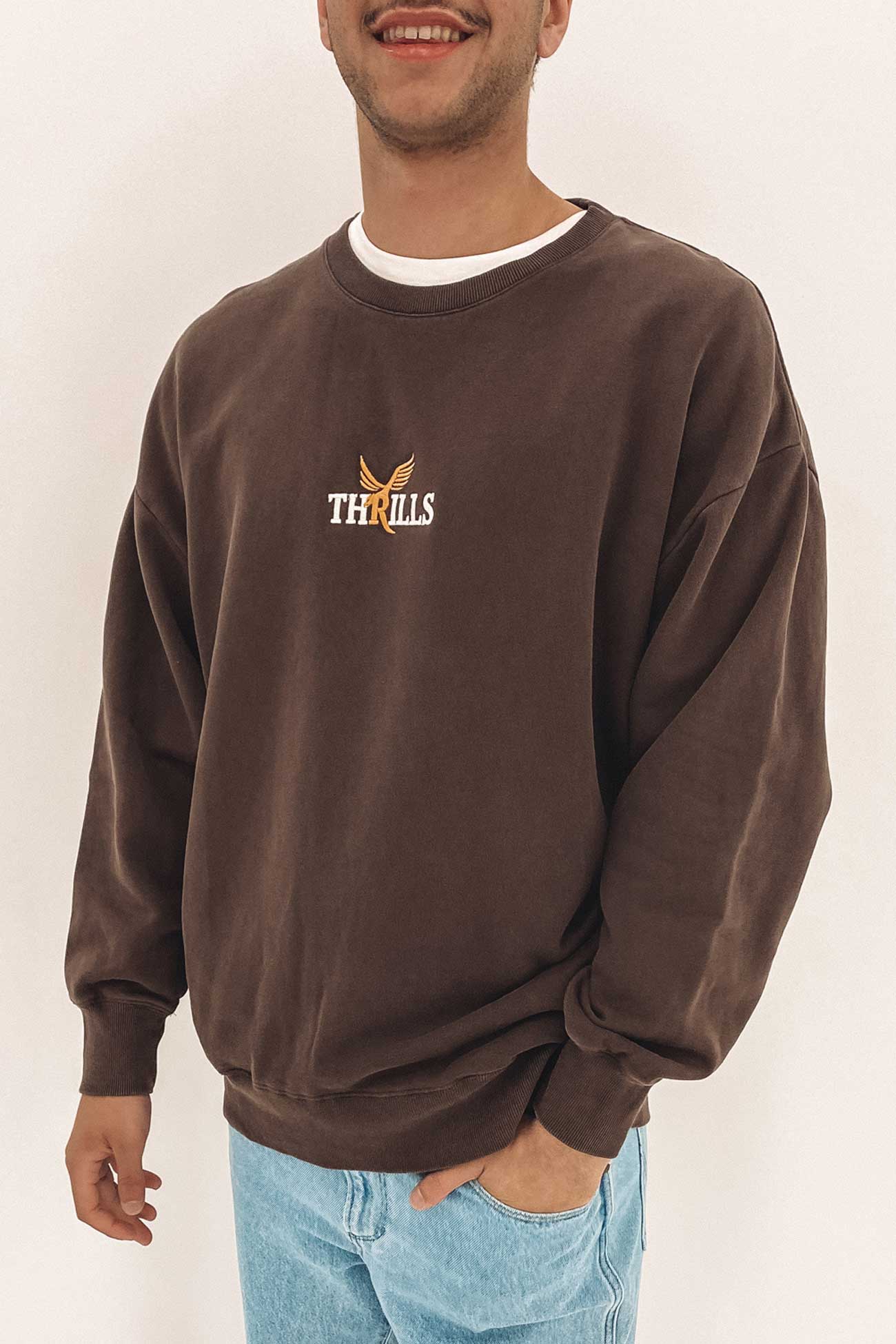 Golden Slouch Crew Neck Fleece Postal Brown