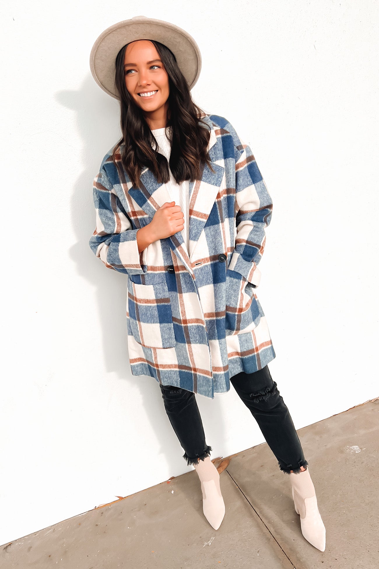 Gracie Check Coat Blue Check