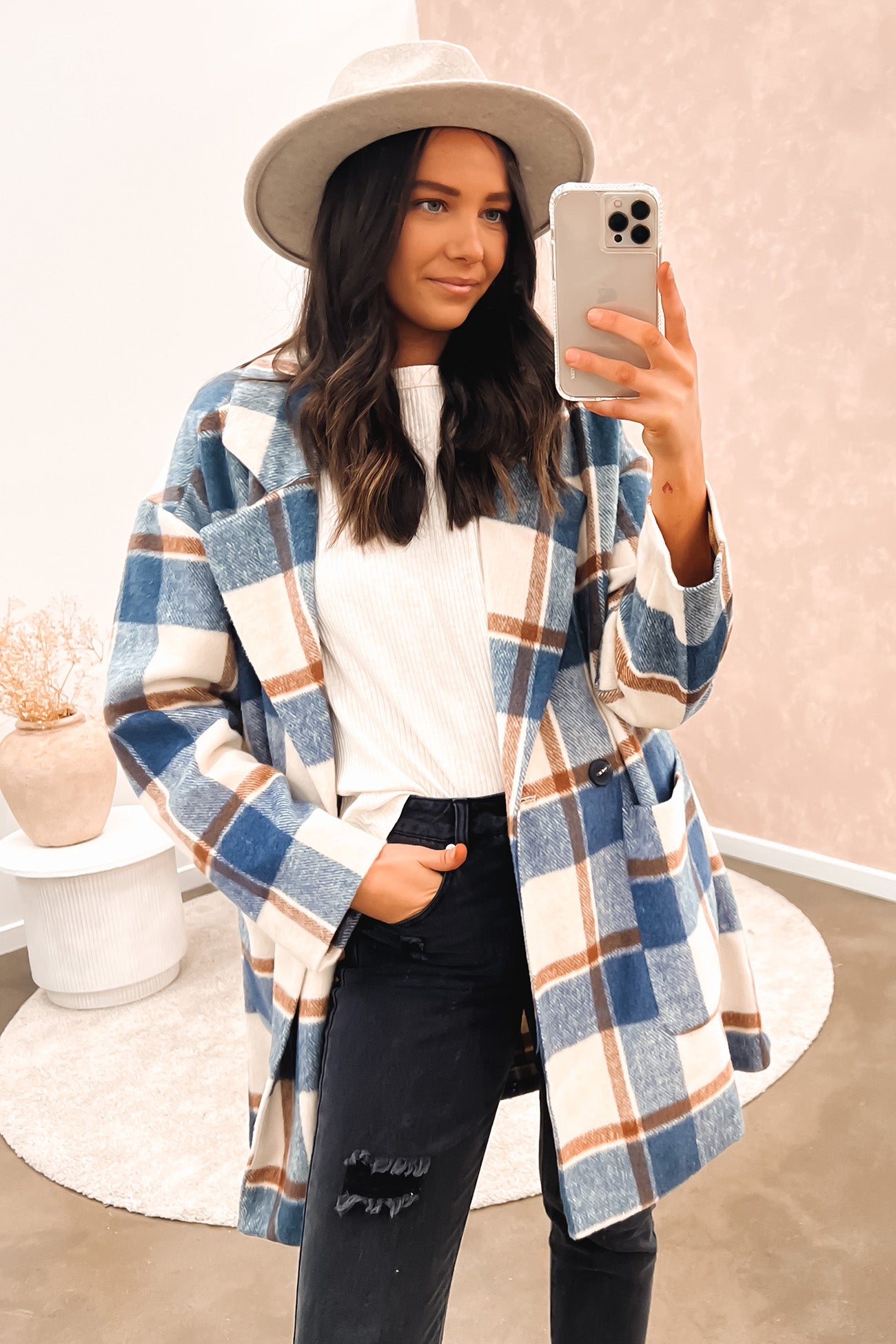 Gracie Check Coat Blue Check