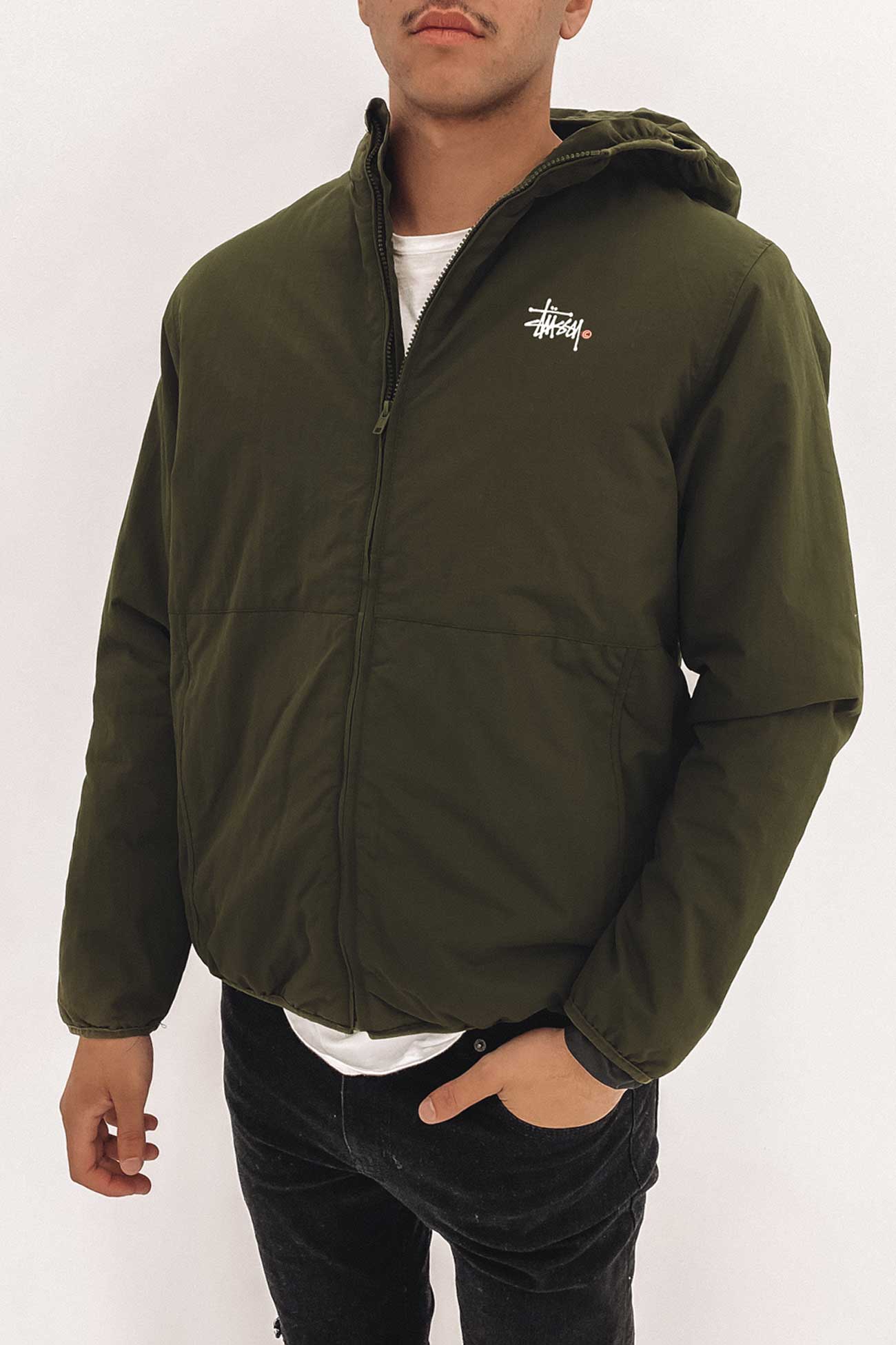 Graffiti Nylon Hood Jacket Flight Green