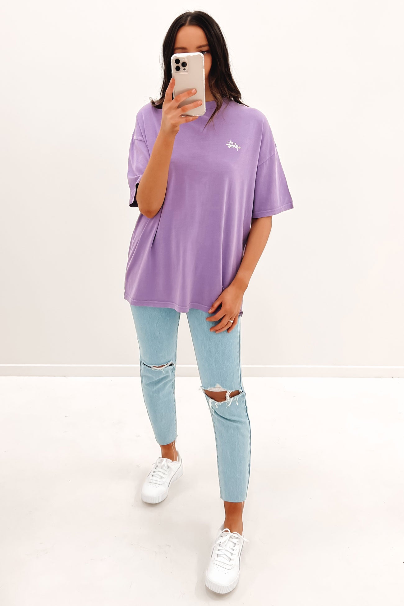 Graffiti Pigment Relaxed Tee Pastel Lilac