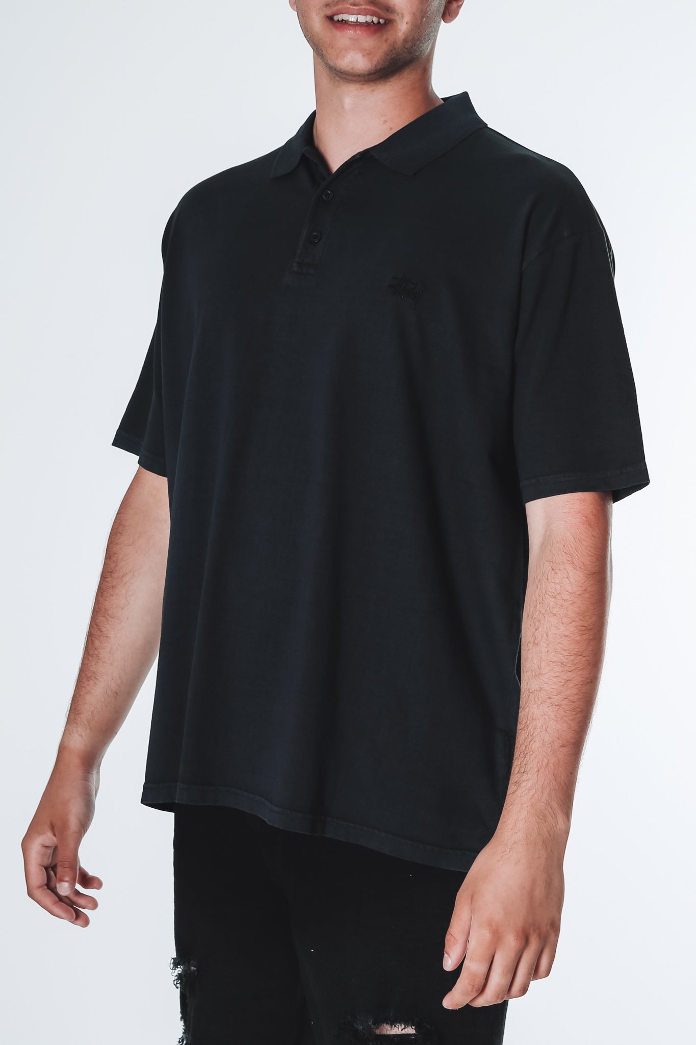 Graffiti Pigment Short Sleeve Polo Pigment Black