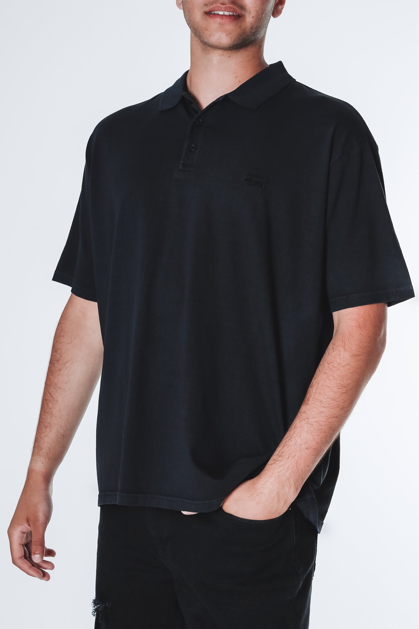 Graffiti Pigment Short Sleeve Polo Pigment Black