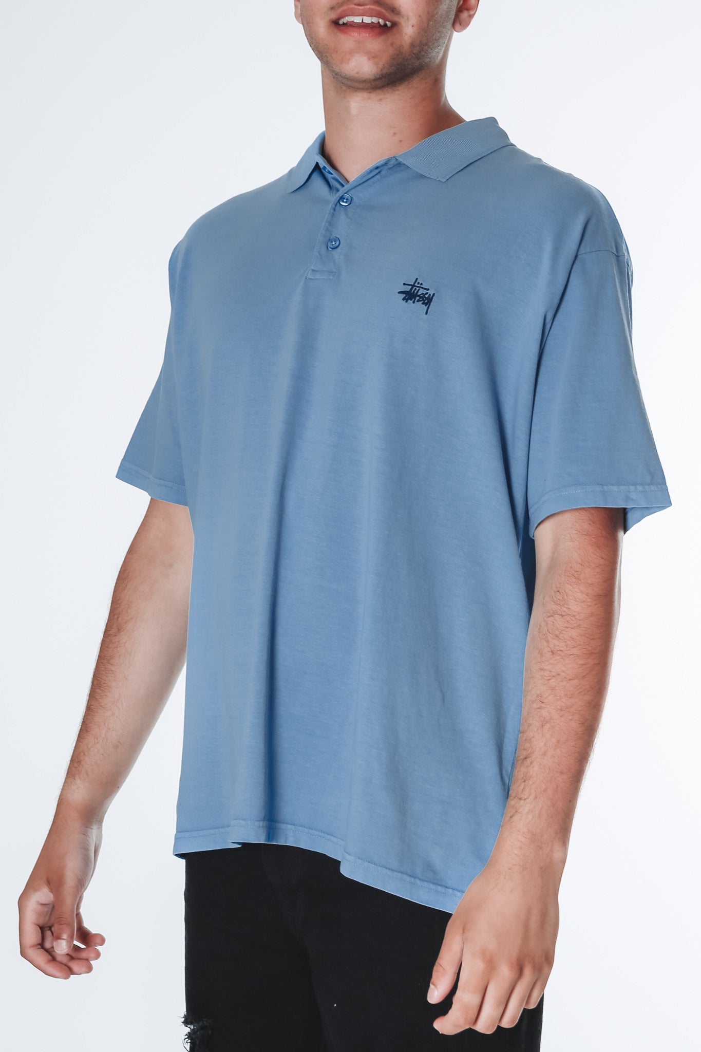 Graffiti Pigment Short Sleeve Polo Pigment Navy