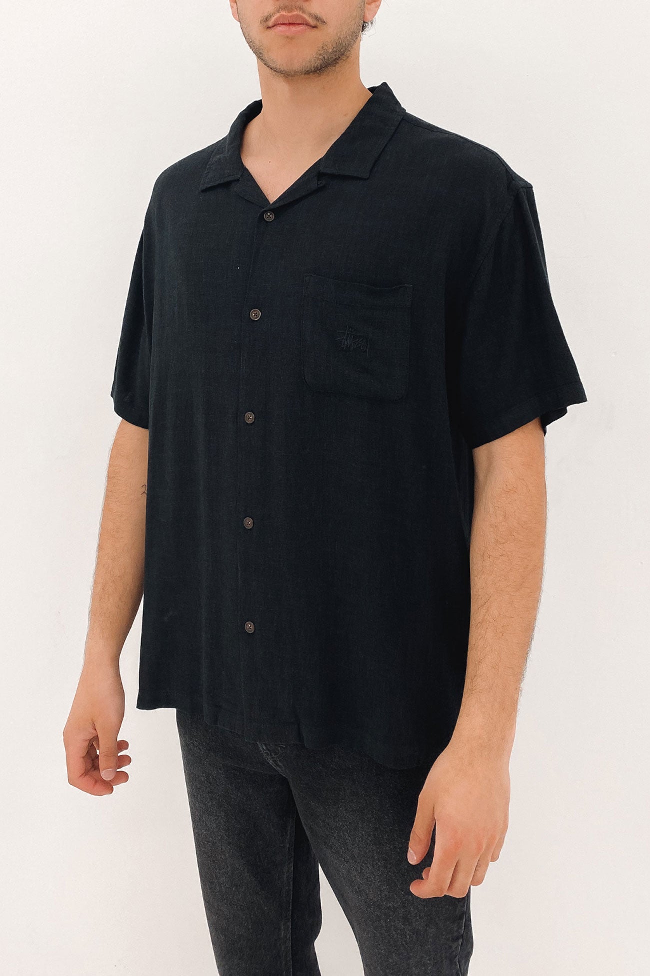 Graffiti Pigment Short Sleeve Shirt Black