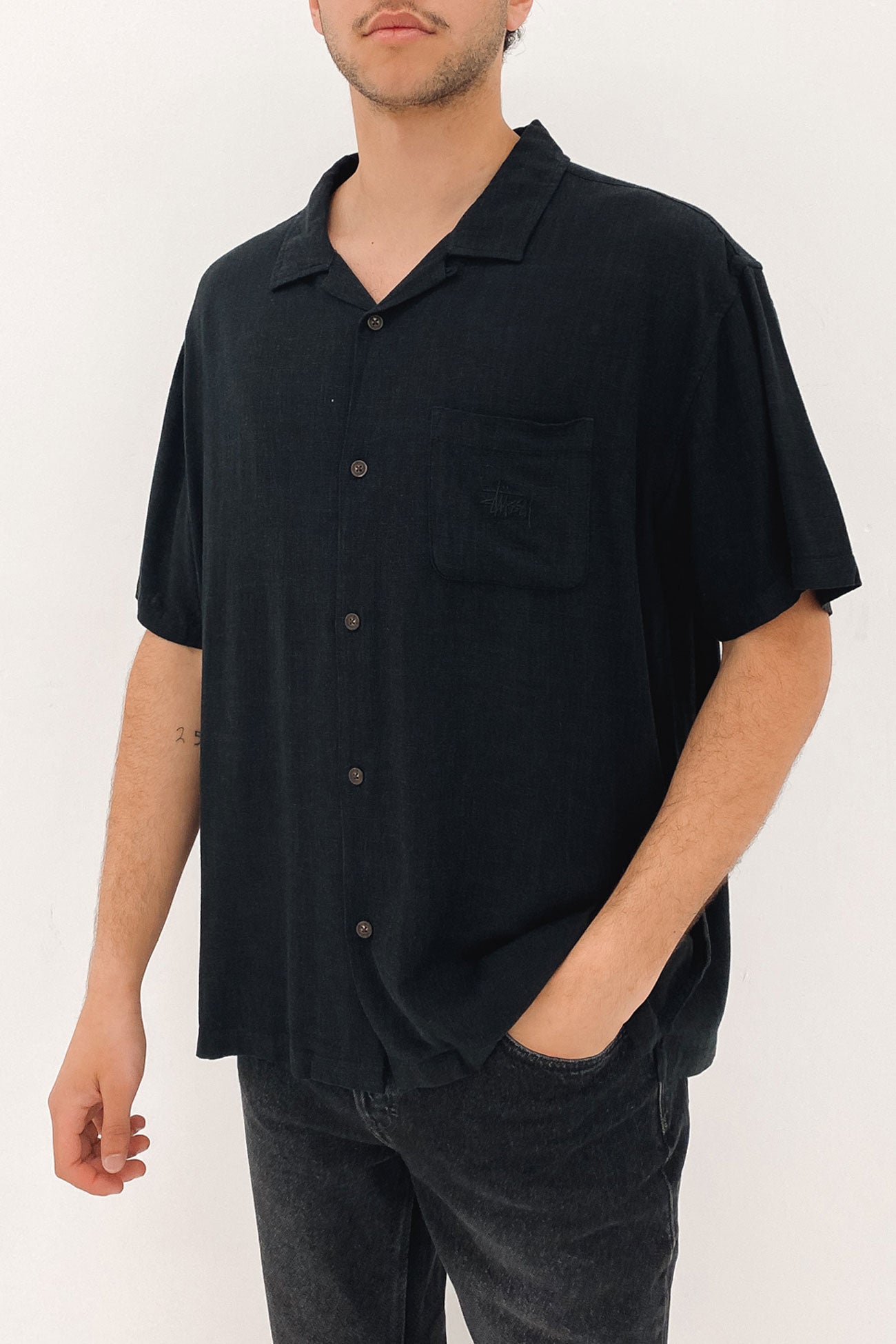 Graffiti Pigment Short Sleeve Shirt Black