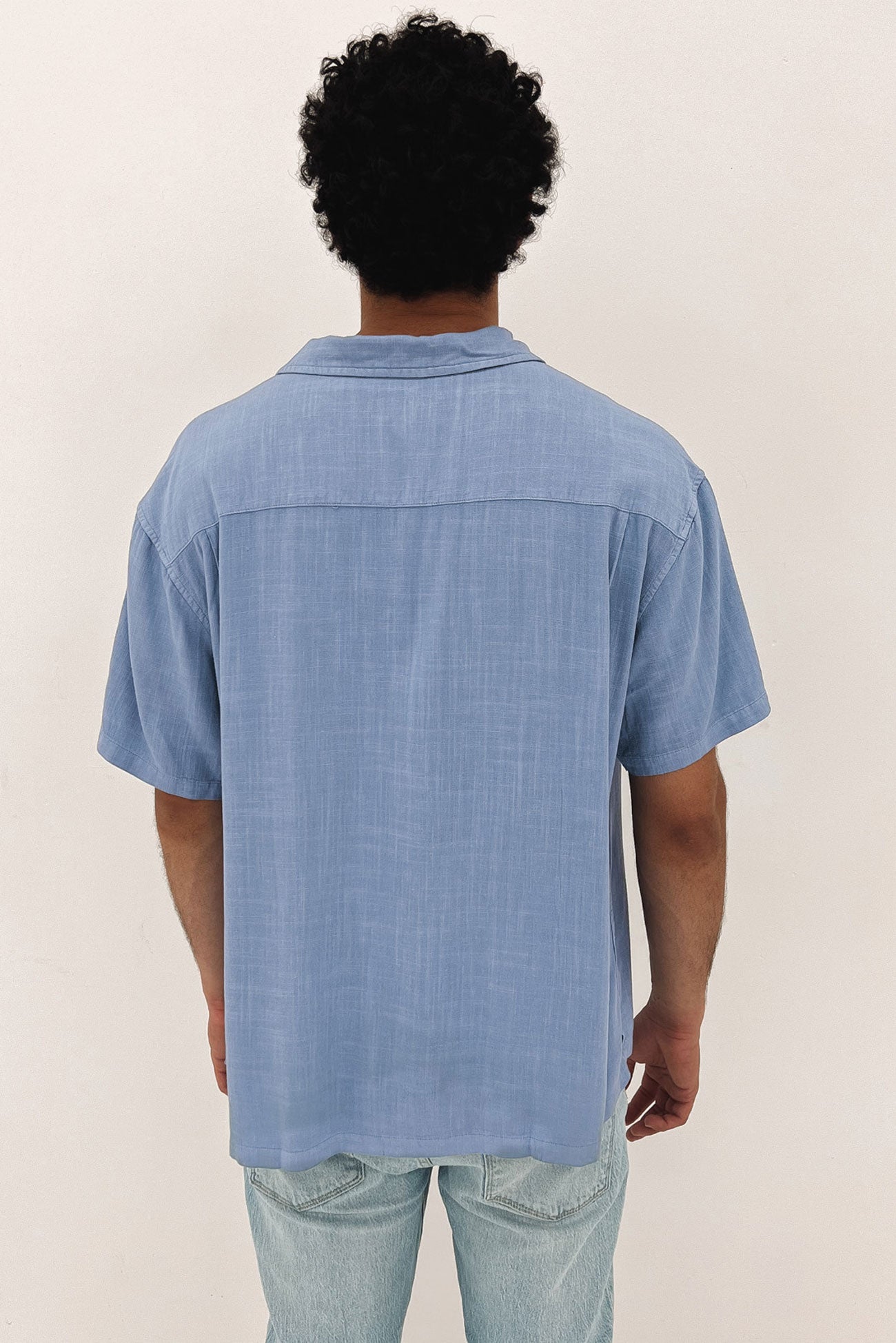 Graffiti Pigment Short Sleeve Shirt Dusty Blue