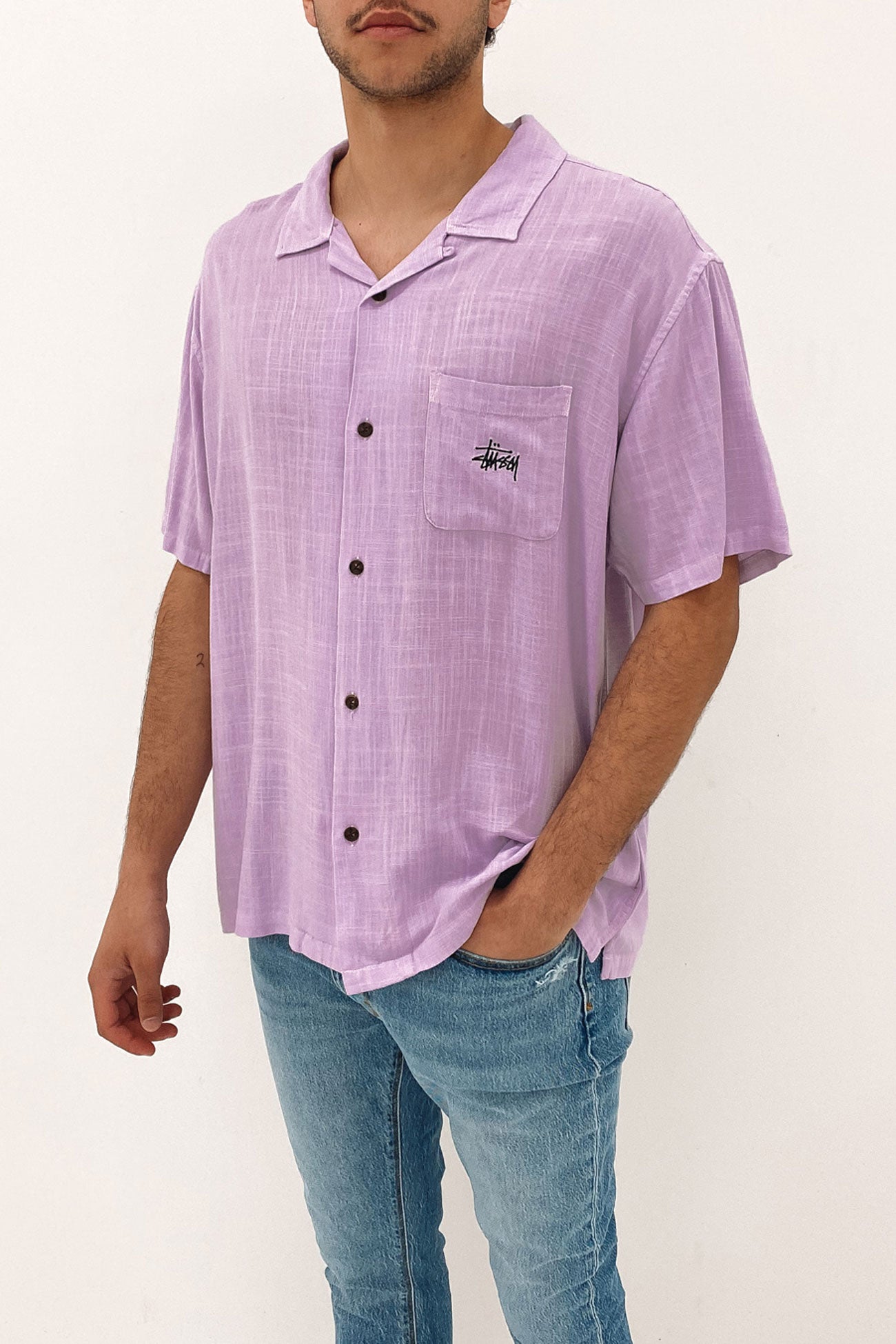 Graffiti Pigment Short Sleeve Shirt Orchid