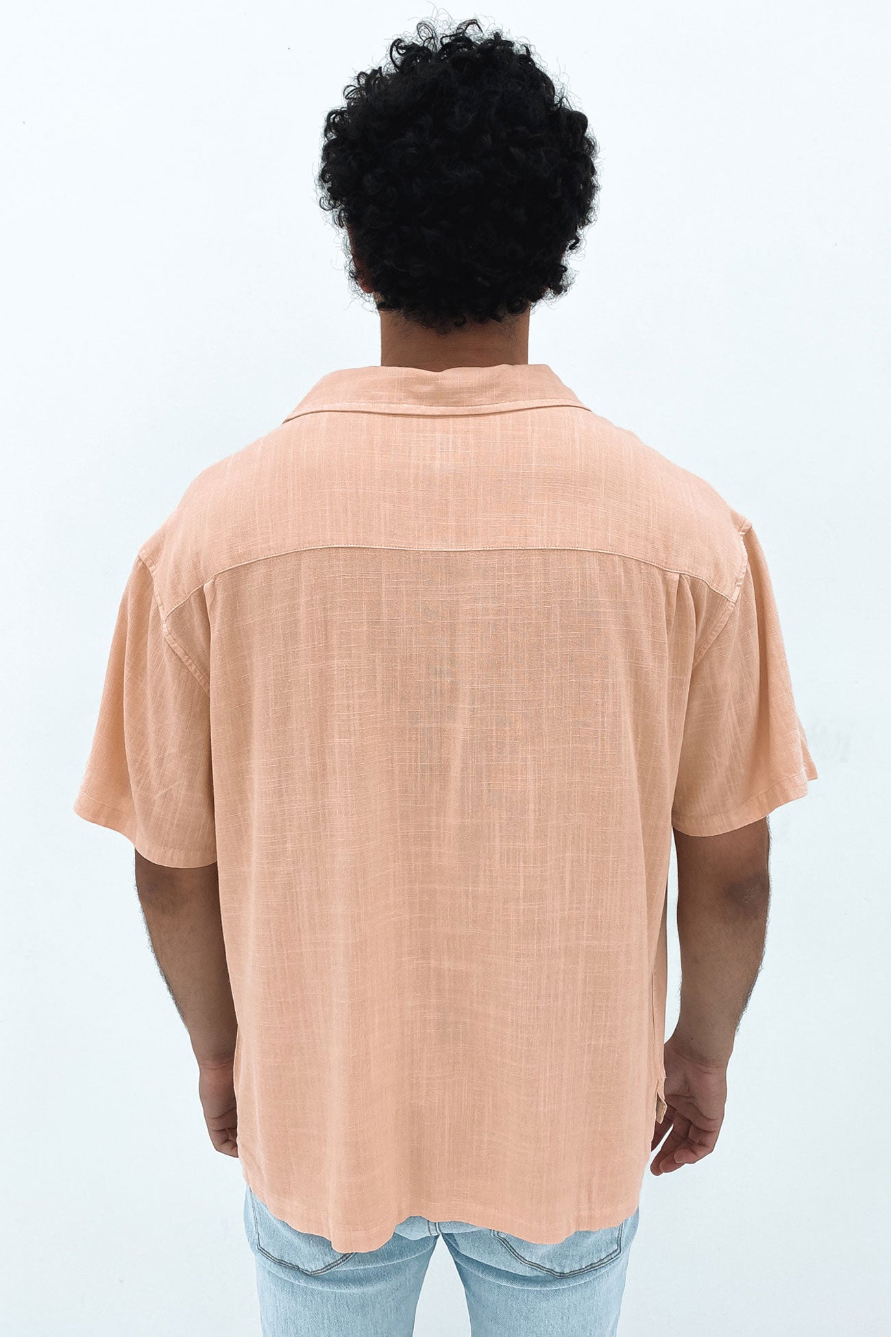 Graffiti Pigment Short Sleeve Shirt Peach