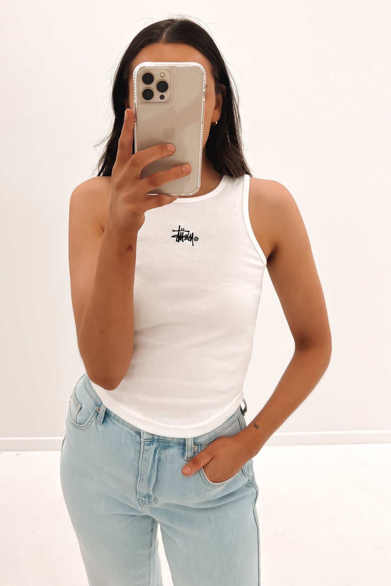 Graffiti Shaped Rib Tank White Black