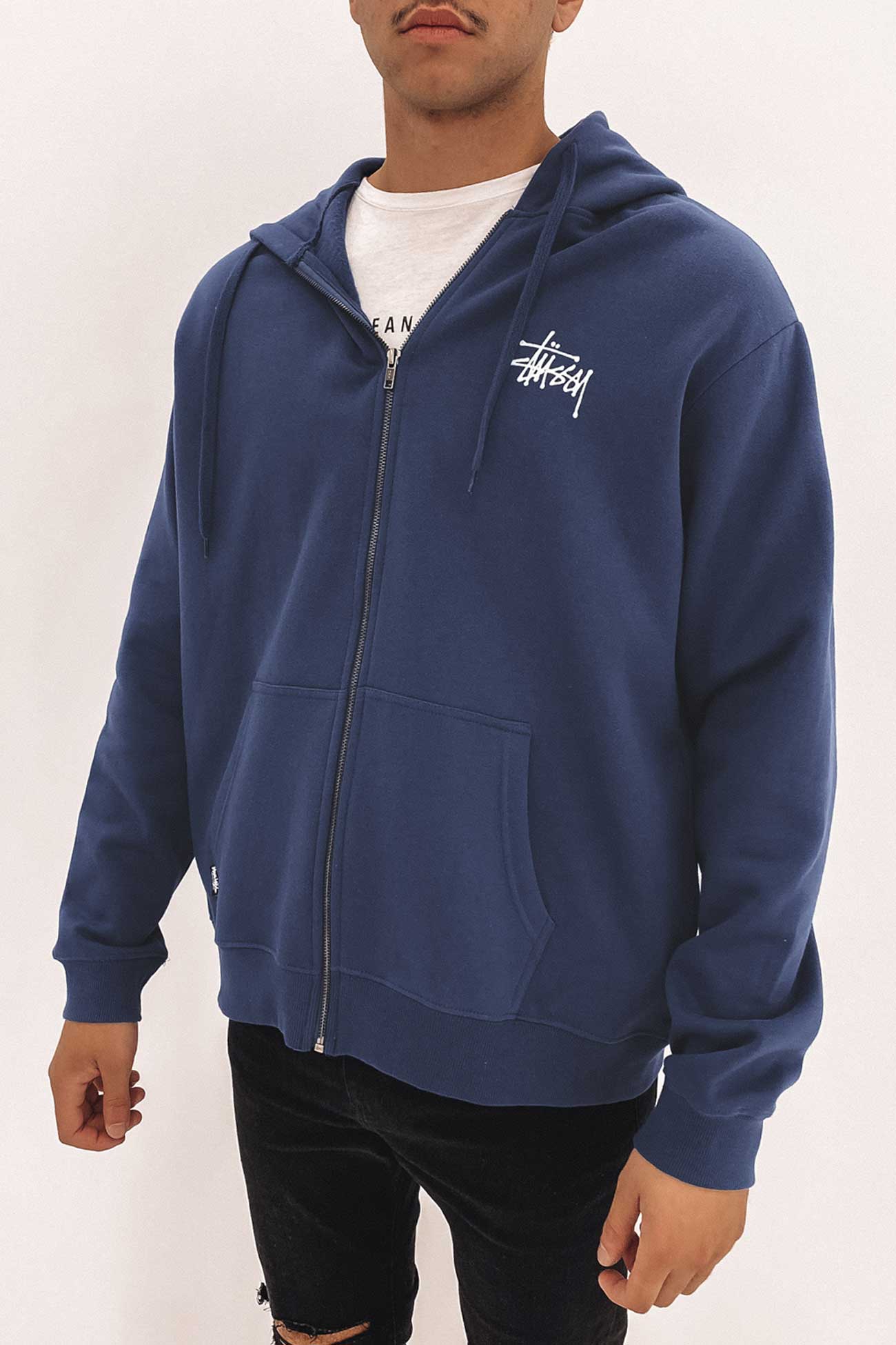 Graffiti Zip Hood Dark Navy