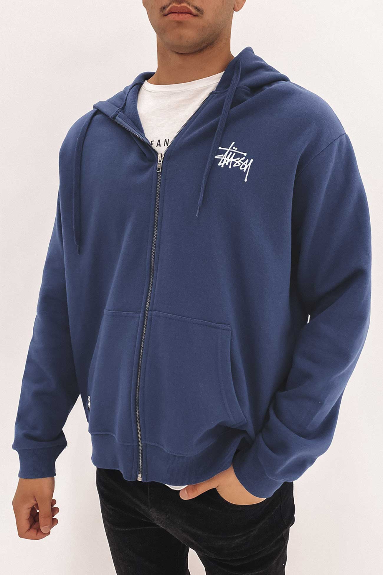 Graffiti Zip Hood Dark Navy