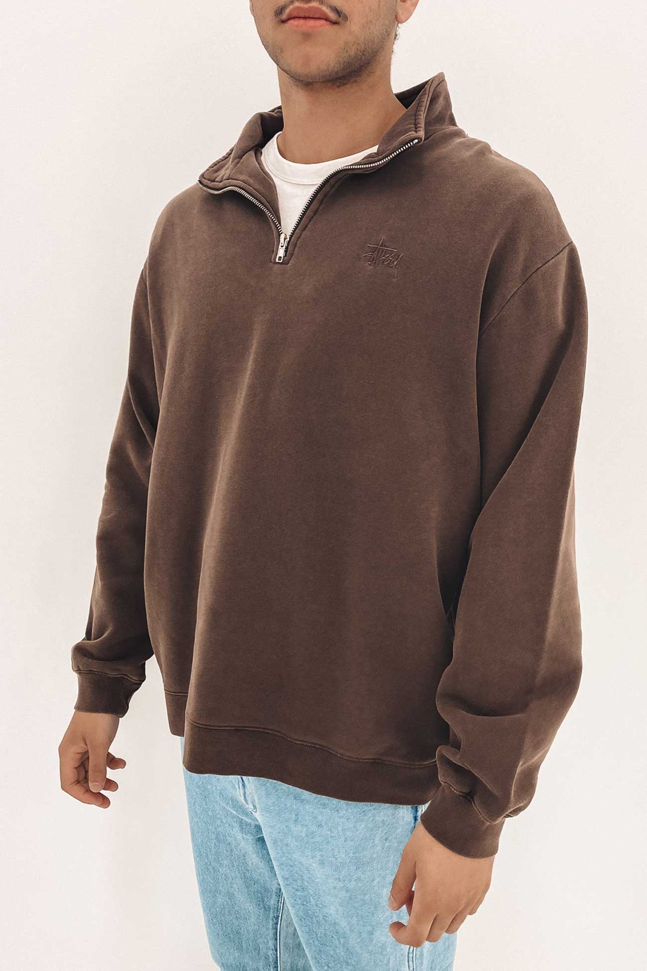 Graffiti 1/4 Zip Crew Pigment Brown