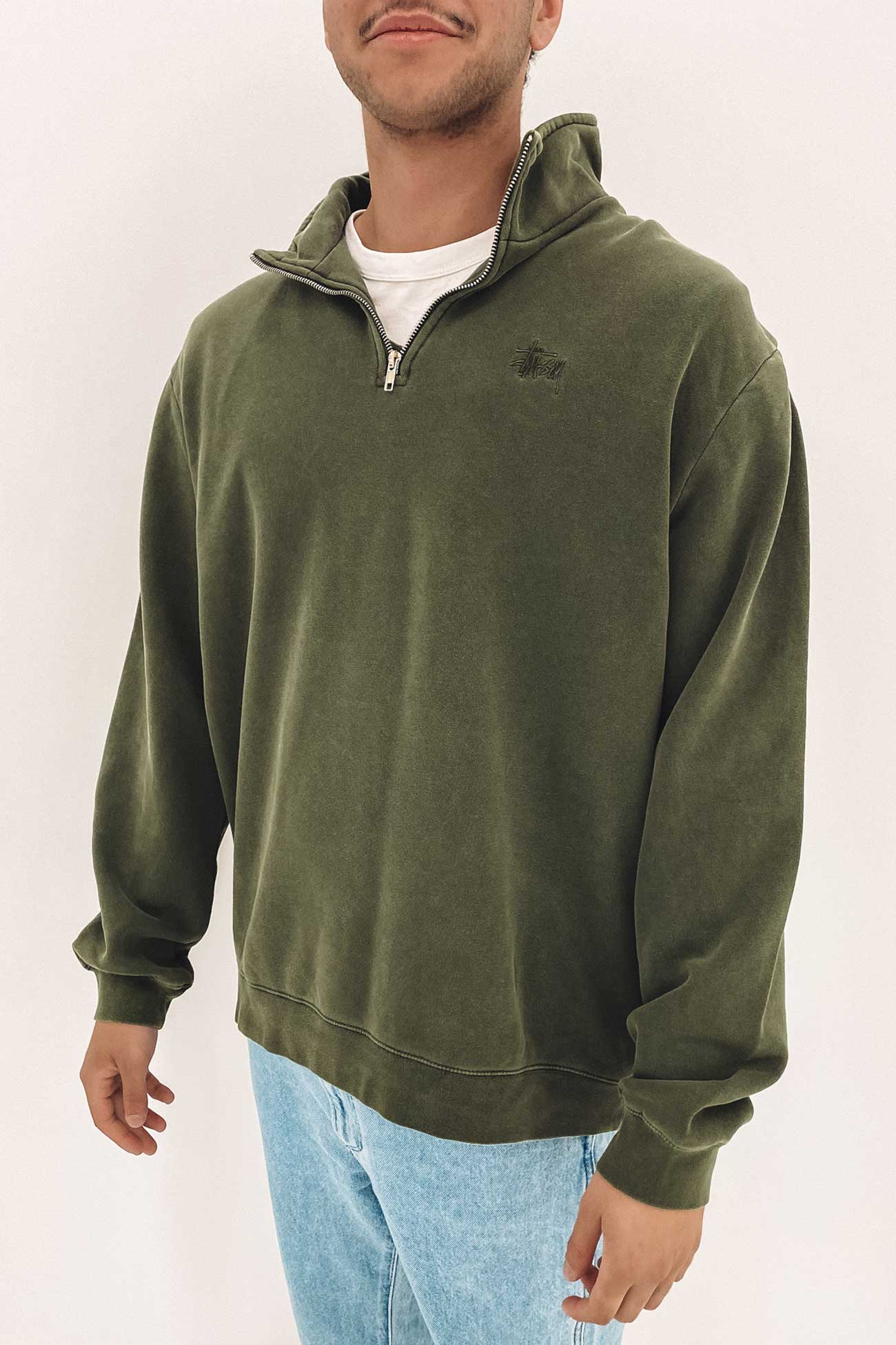 Graffiti 1/4 Zip Crew Pigment Flight Green