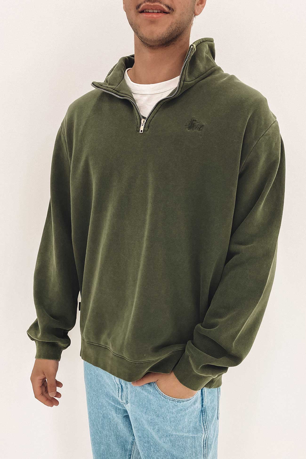 Graffiti 1/4 Zip Crew Pigment Flight Green