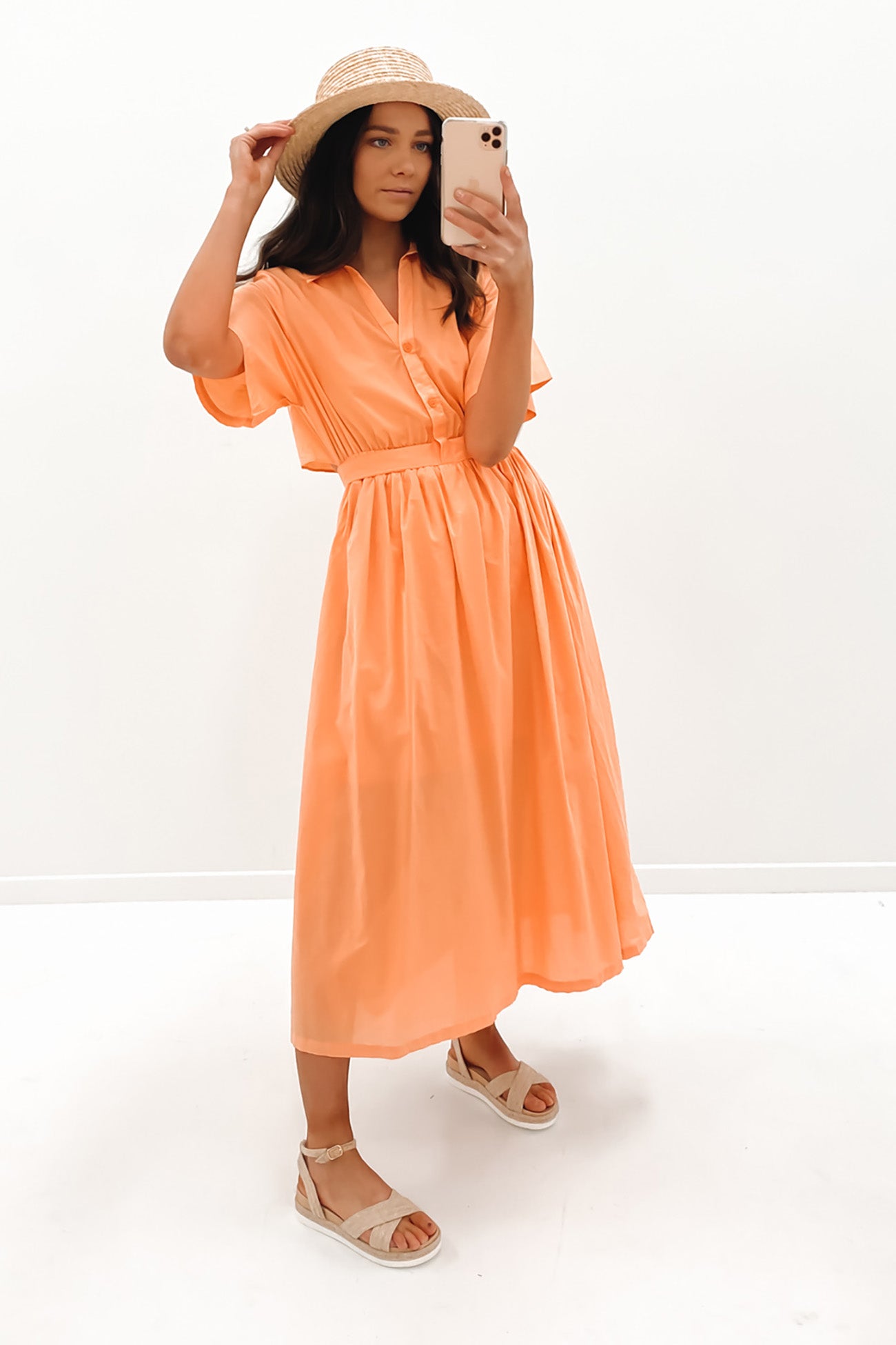 Graham Midi Dress Orange