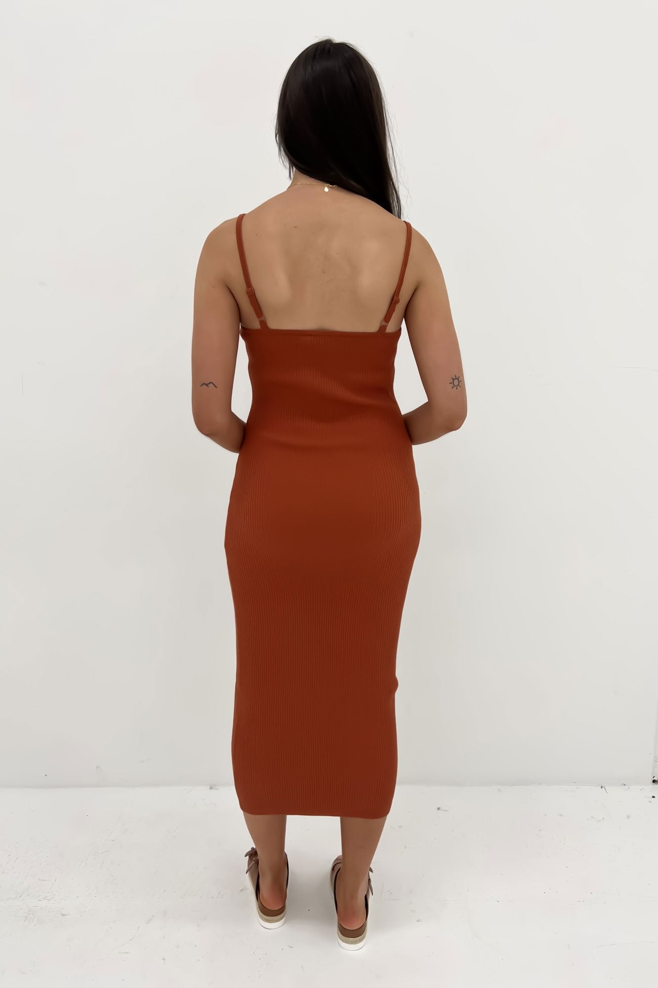 Greta Knit Midi Dress Rust