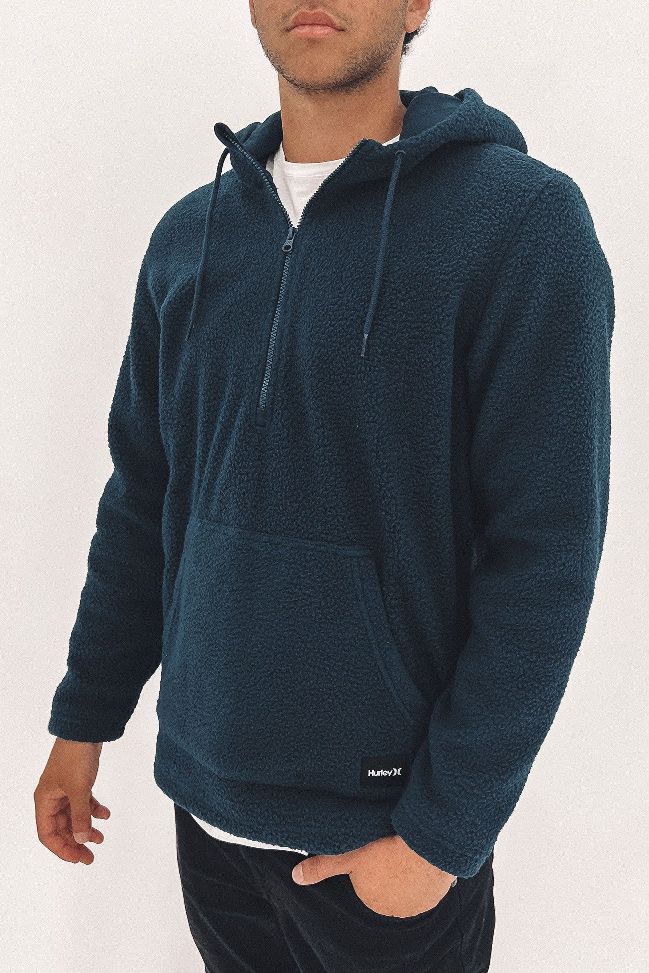 Half Zip Sherpa Fleece Armored Navy