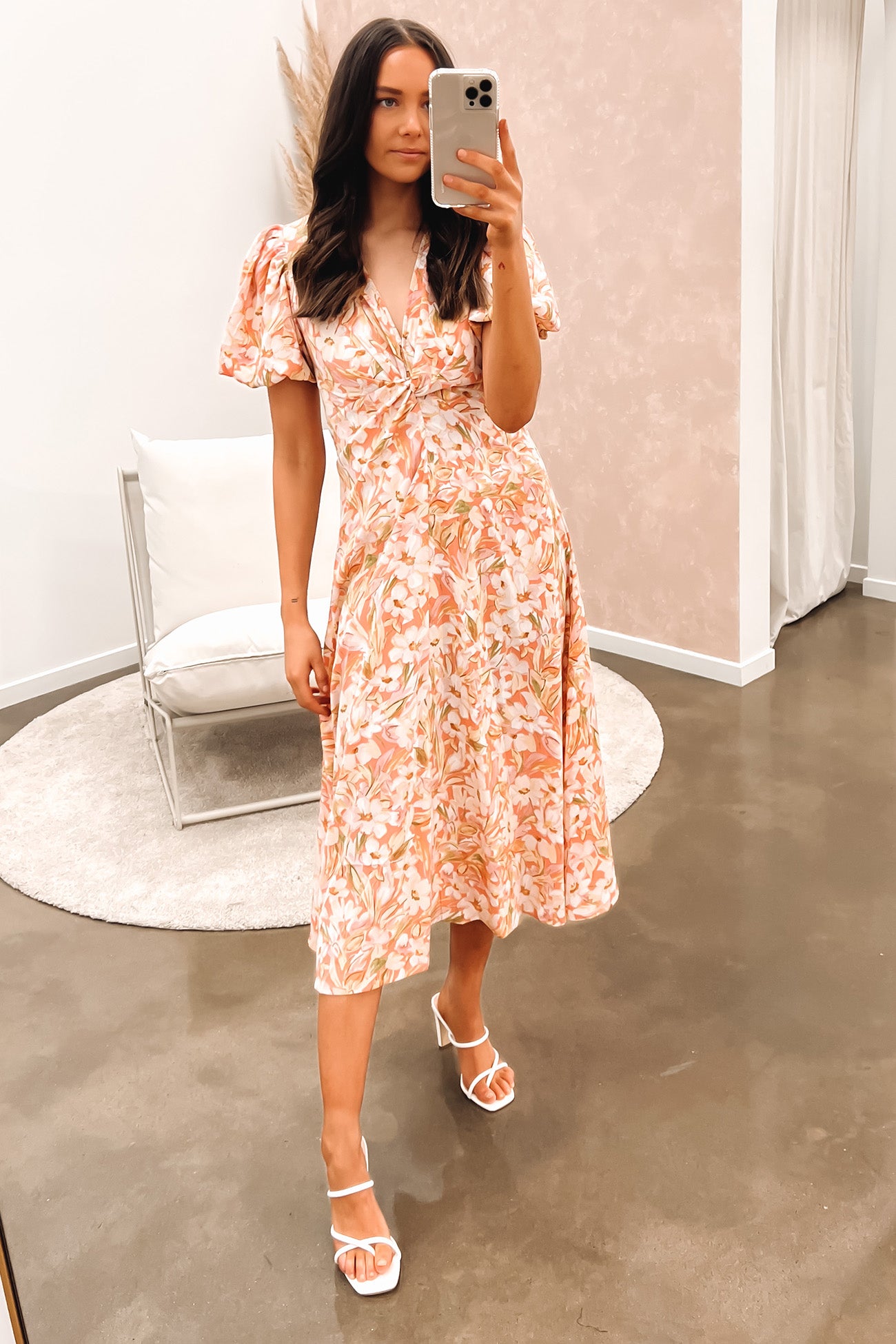 Halli Midi Dress Pink Floral