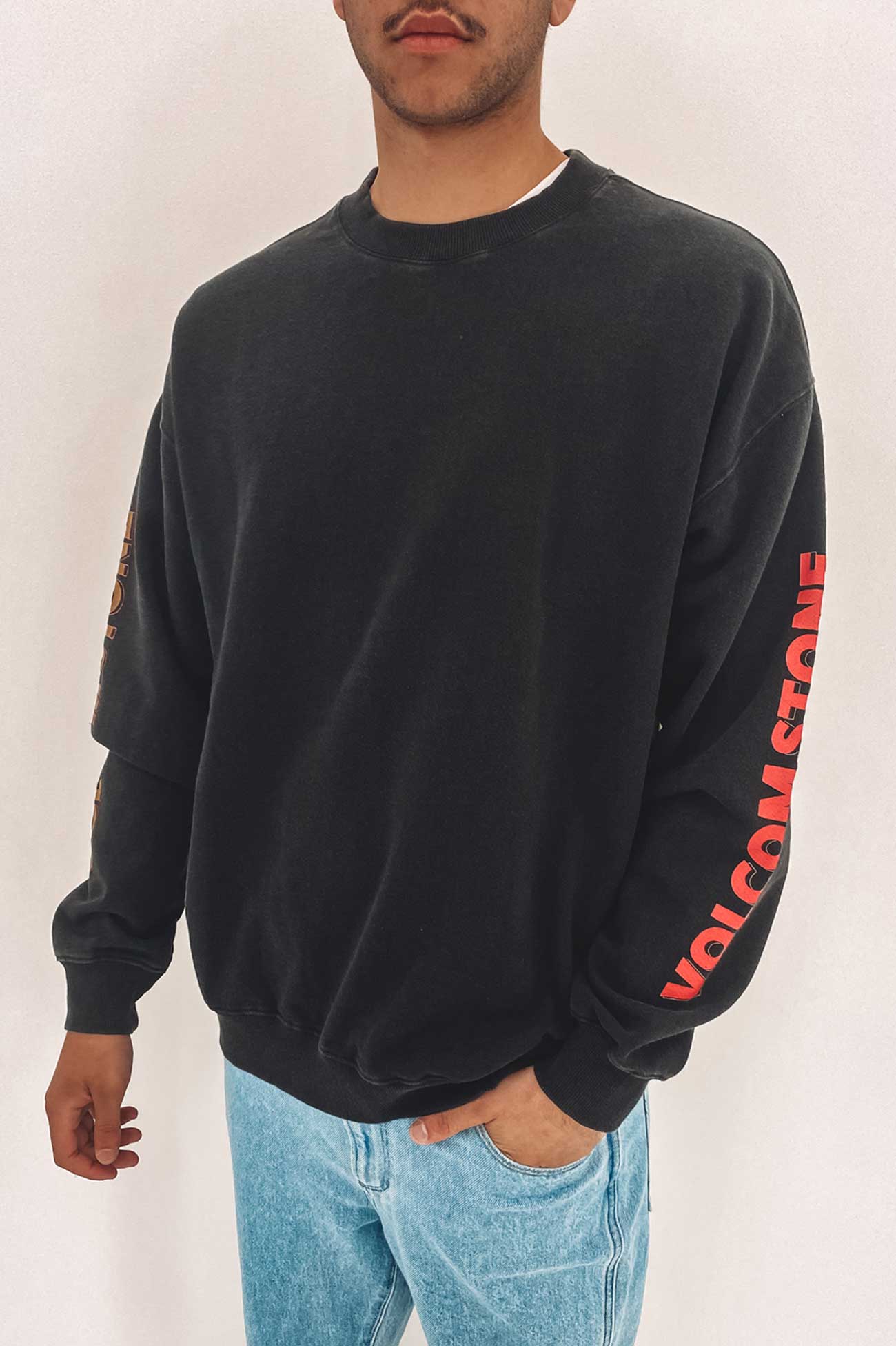 Harcid Wash Crew Fleece Black