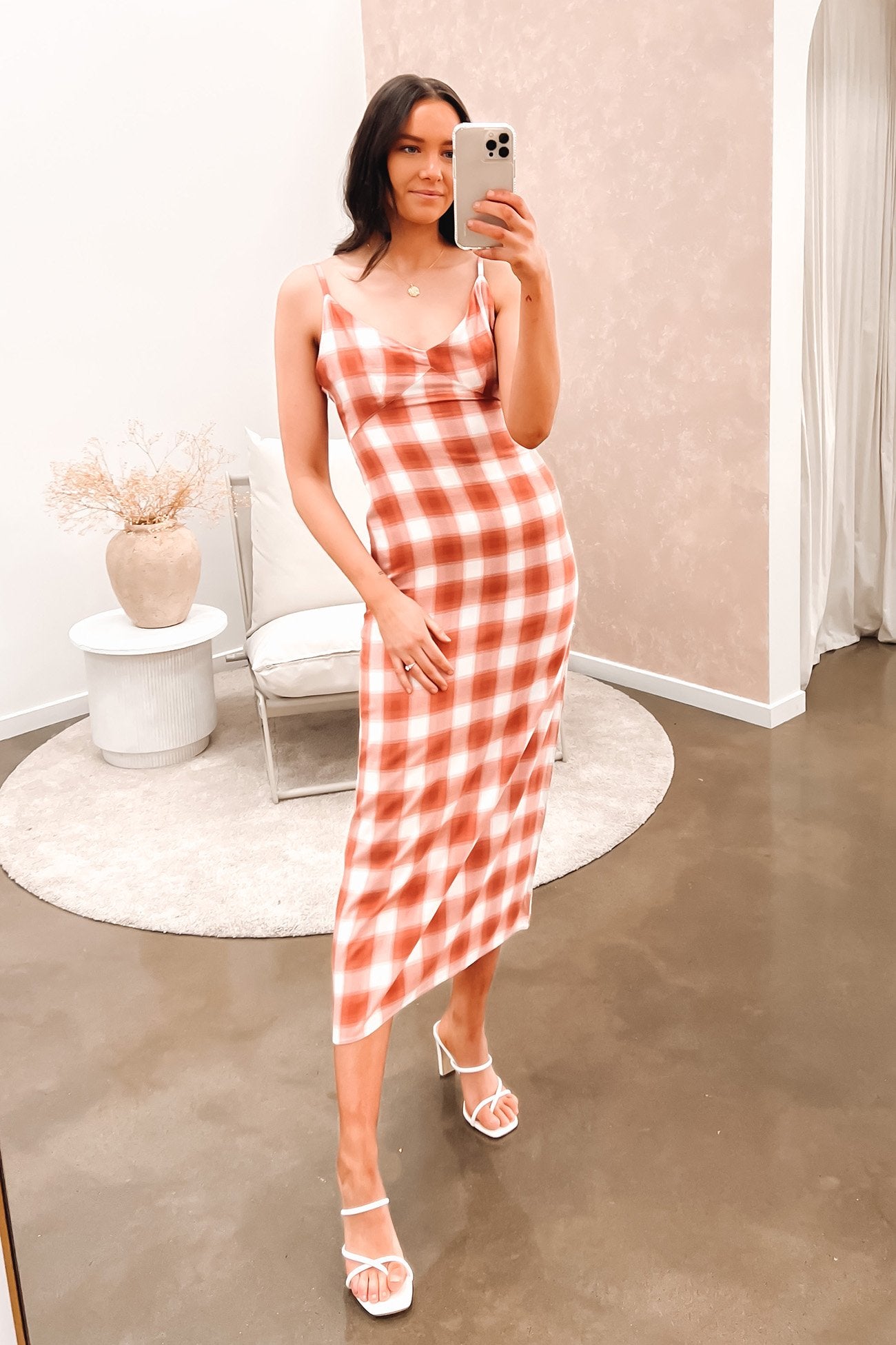 Harvey Check Dress Orange