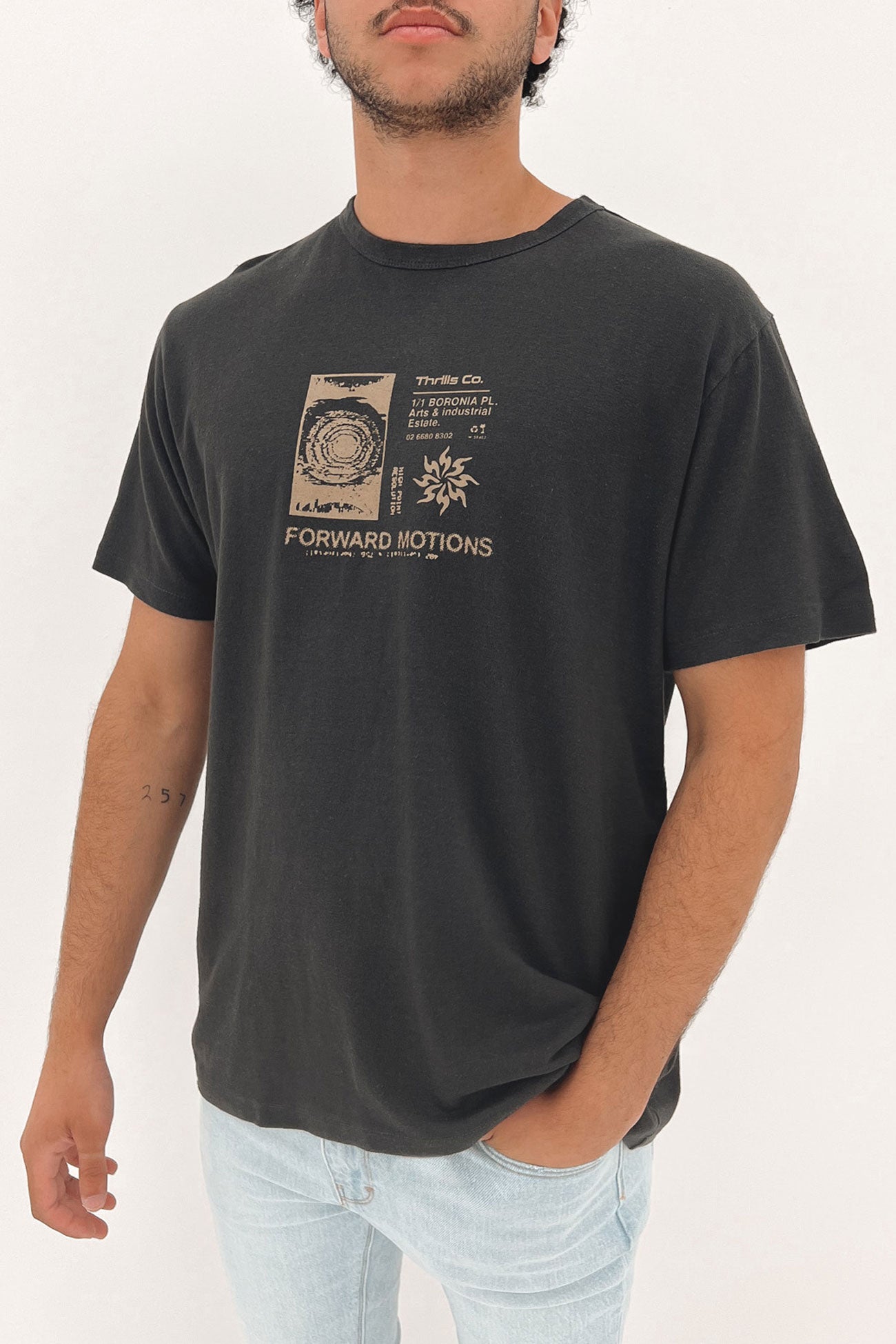 Hemp Forward Motions Merch Fit Tee Dark Charcoal