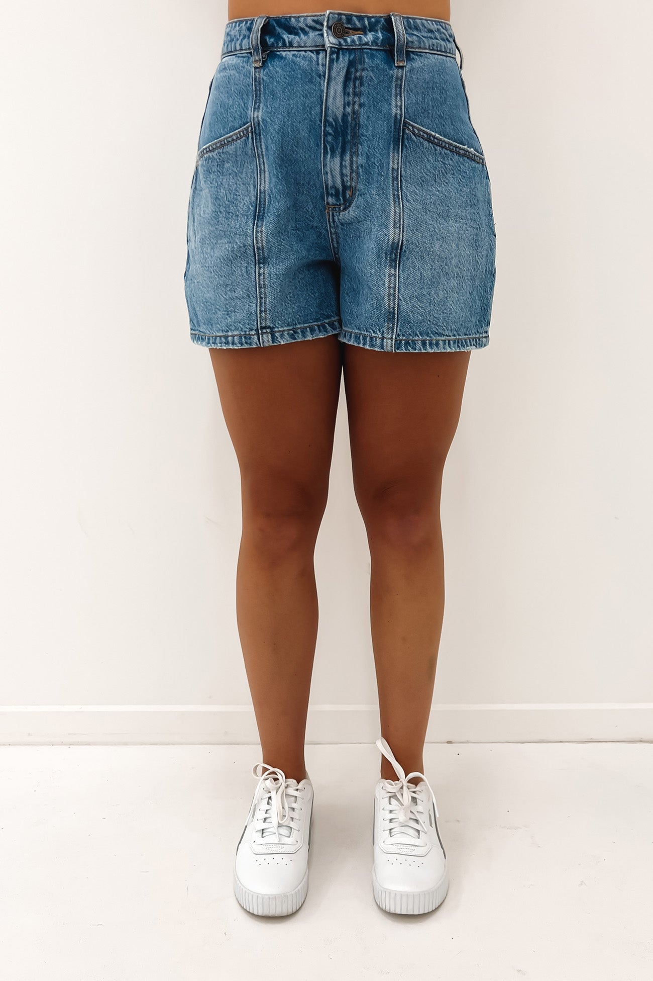 High Relaxed Short Panelled Blue