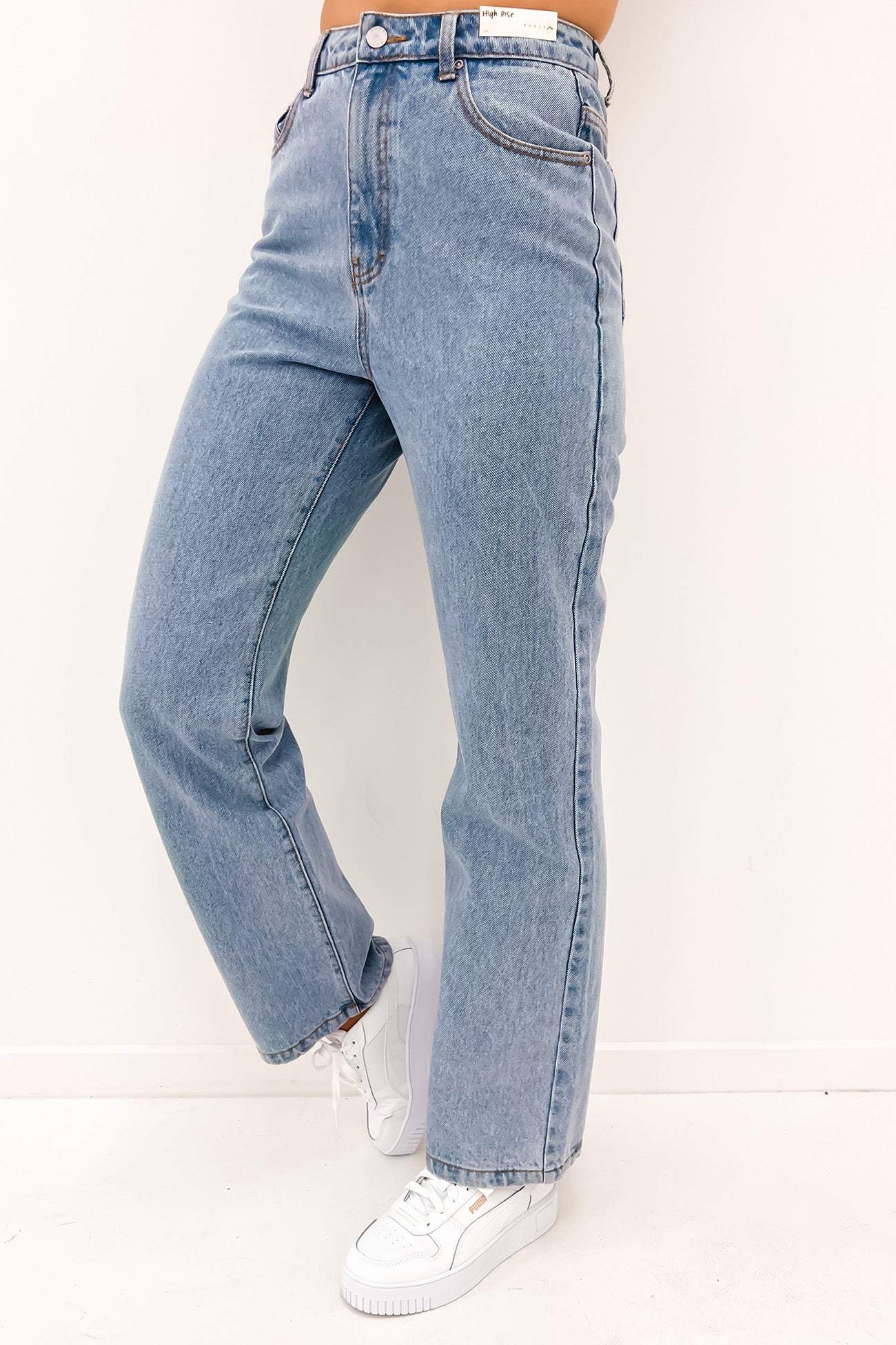 High Wide Straight Leg Jean Blue Lagoon