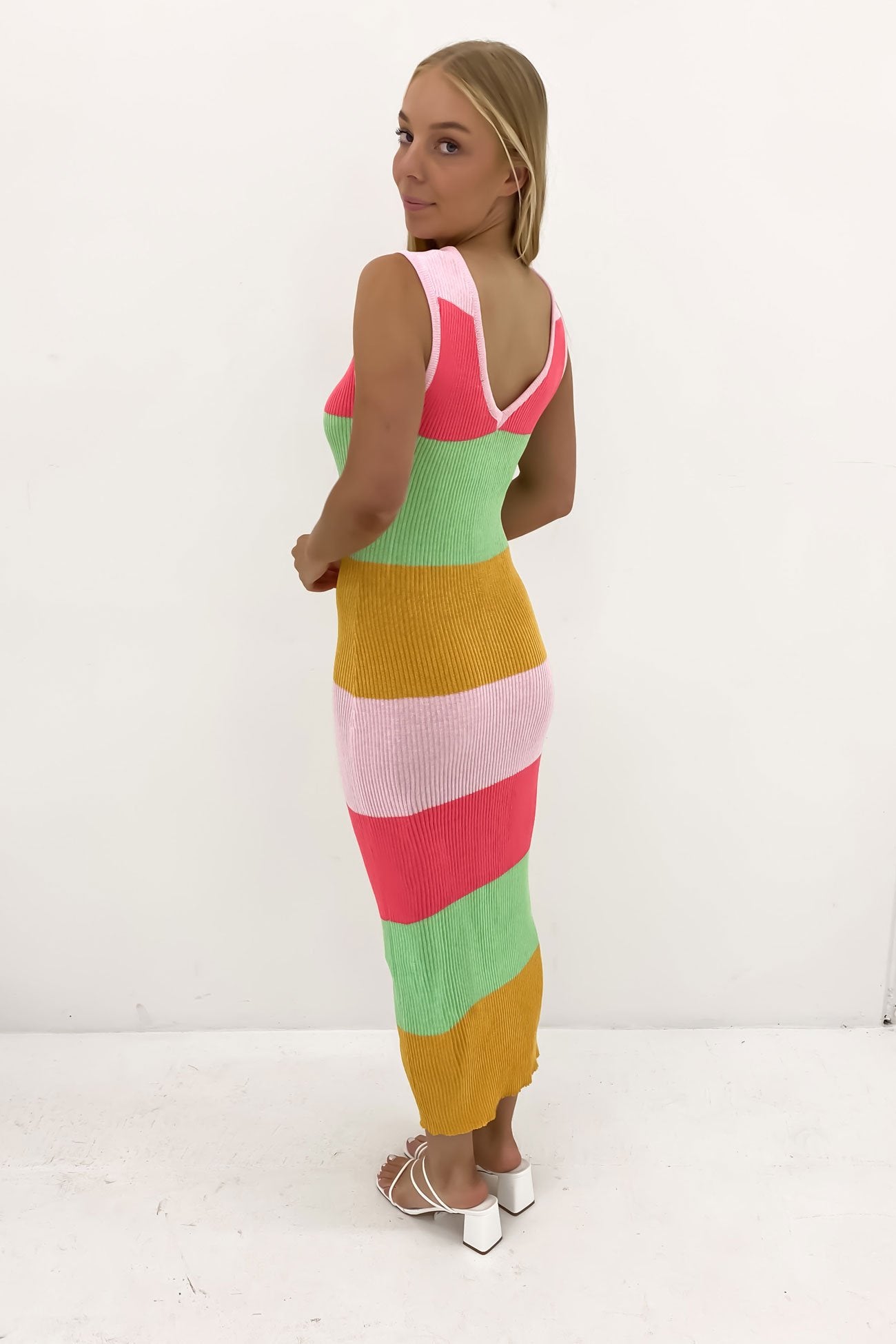 Honolulu Knit Maxi Dress Multi Stripe