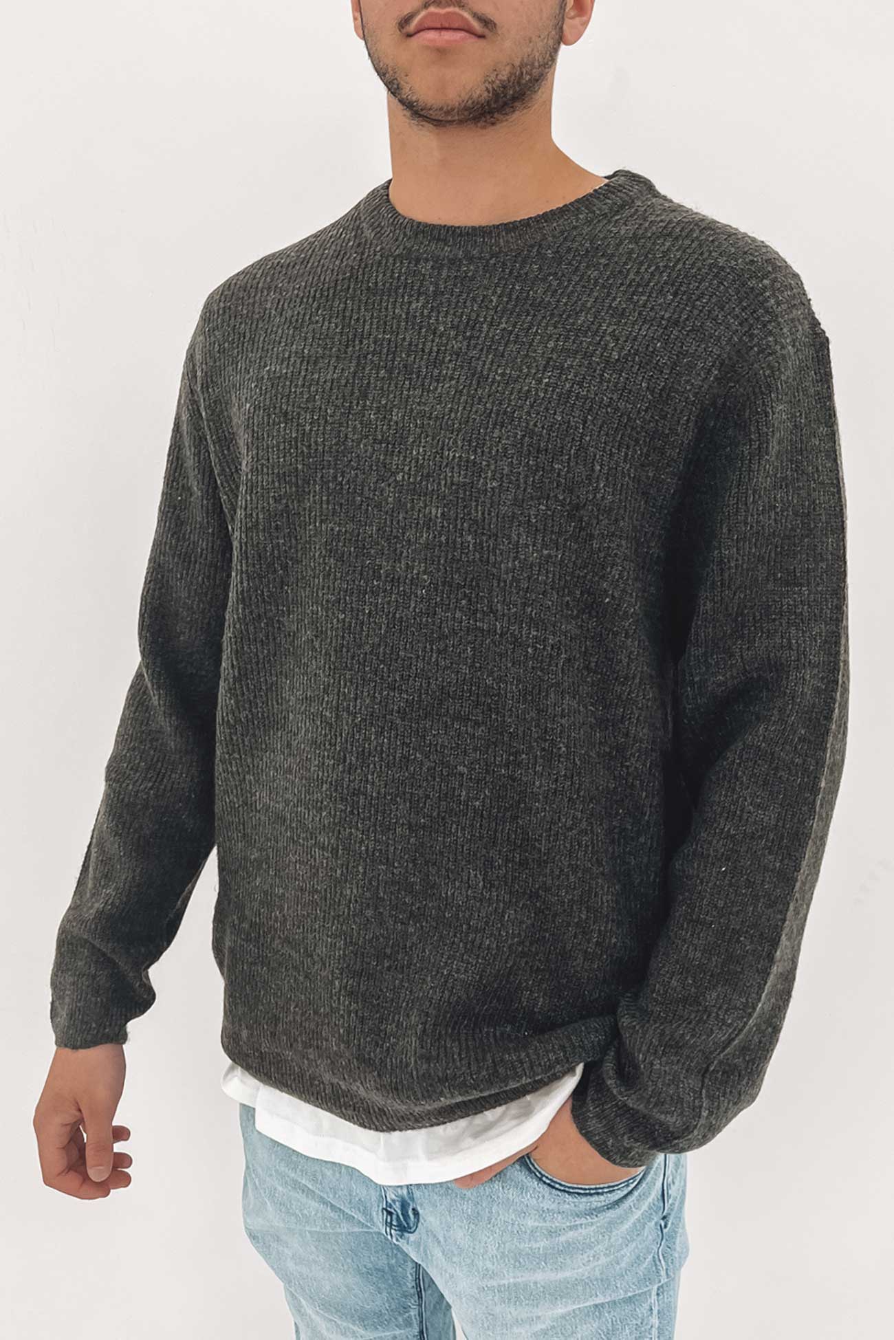 Horizon Knit Crew Charcoal