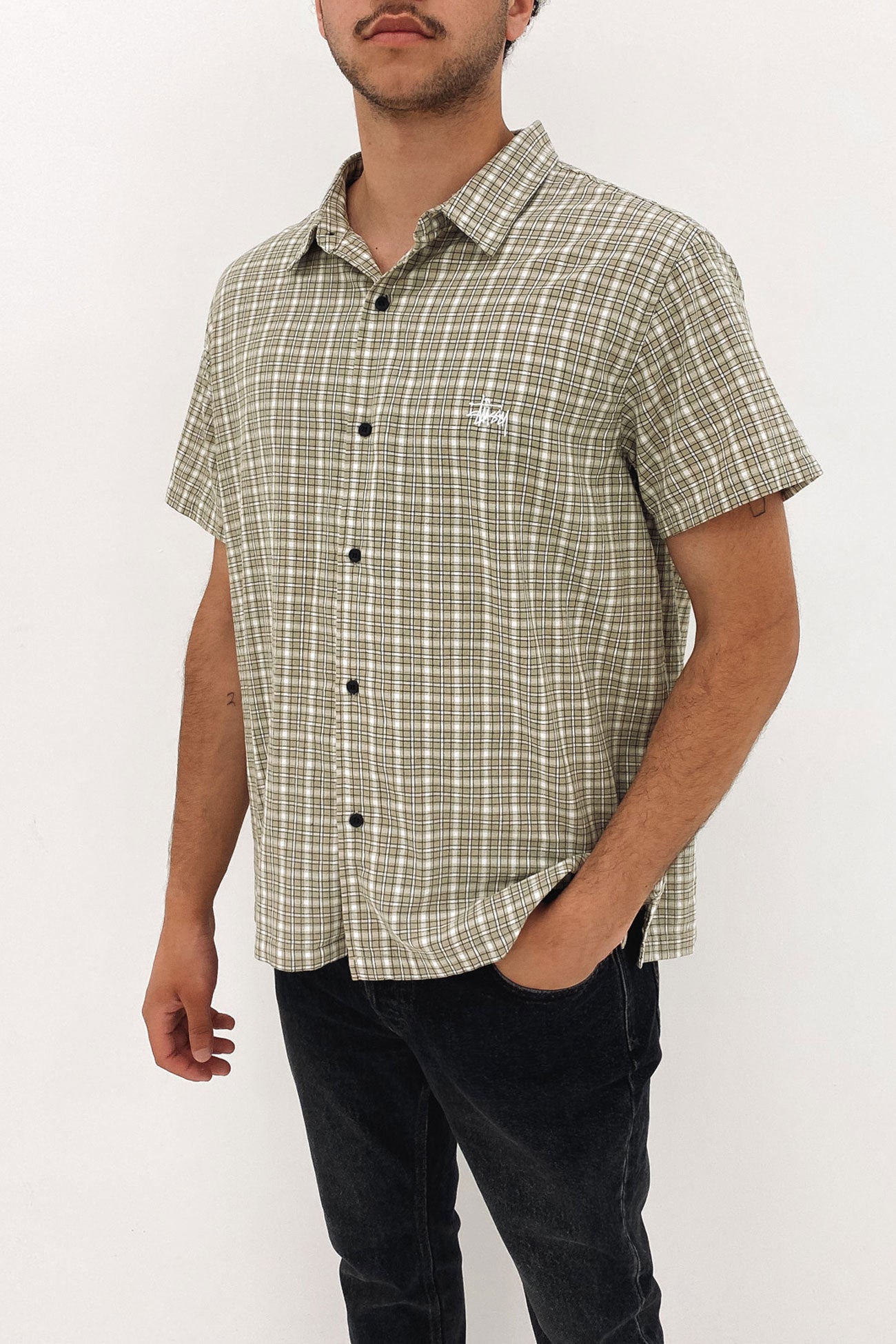 Hudson Check Short Sleeve Shirt Green