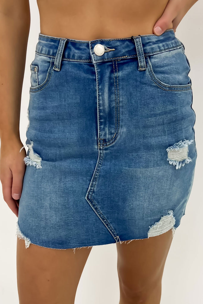 Hunter Denim Mini Skirt Bue - Jean Jail