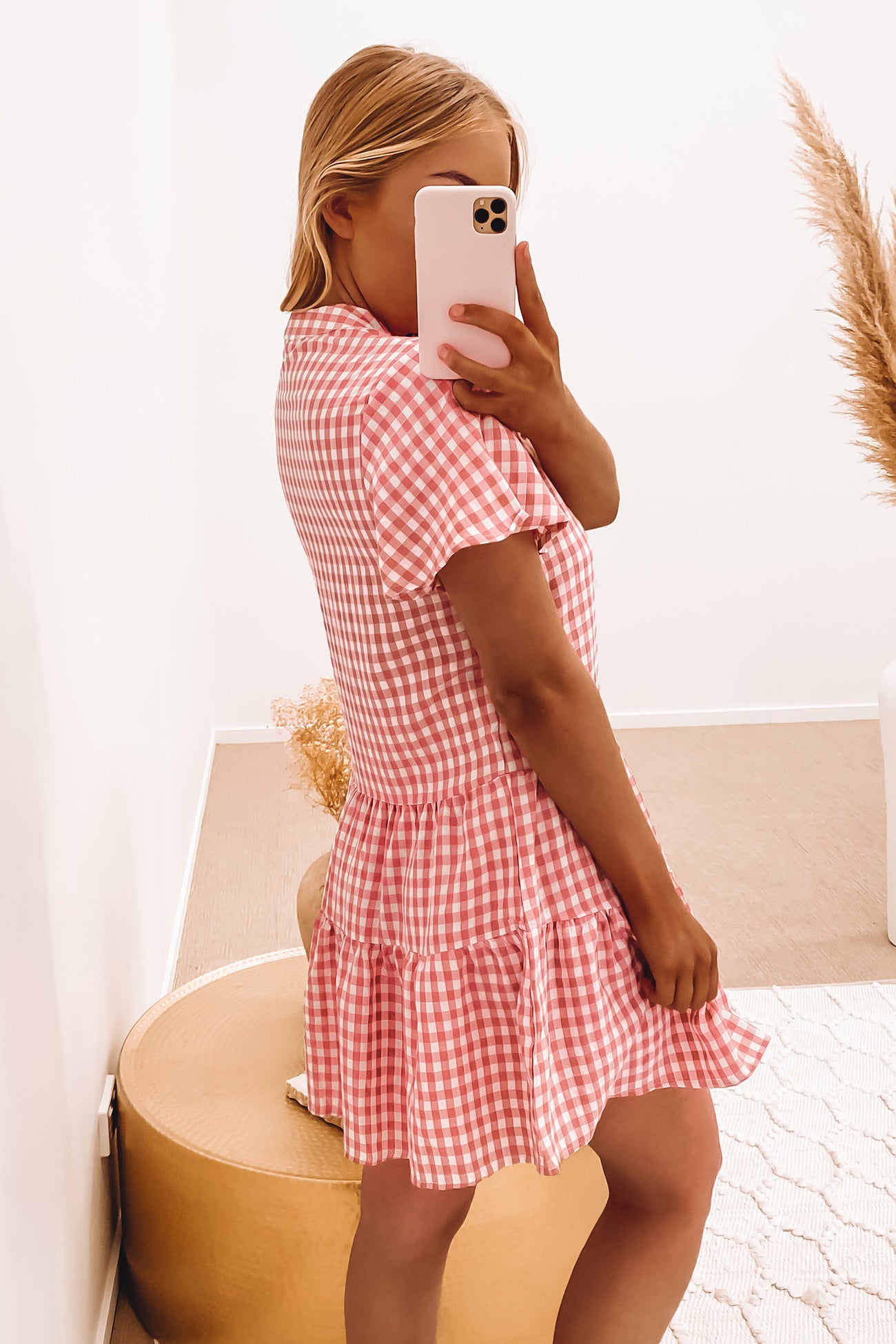 Huxley Mini Dress Pink Gingham