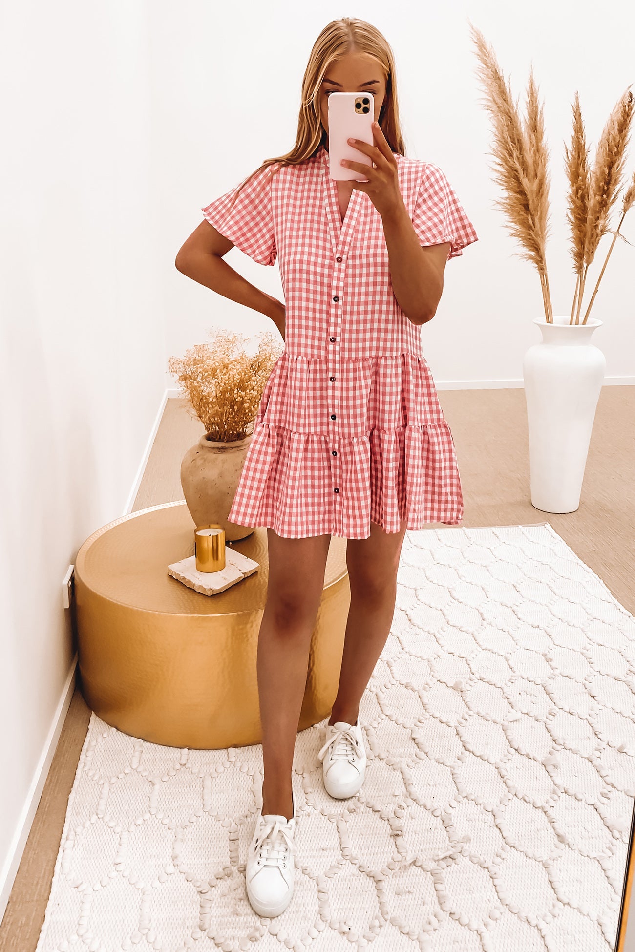 Huxley Mini Dress Pink Gingham