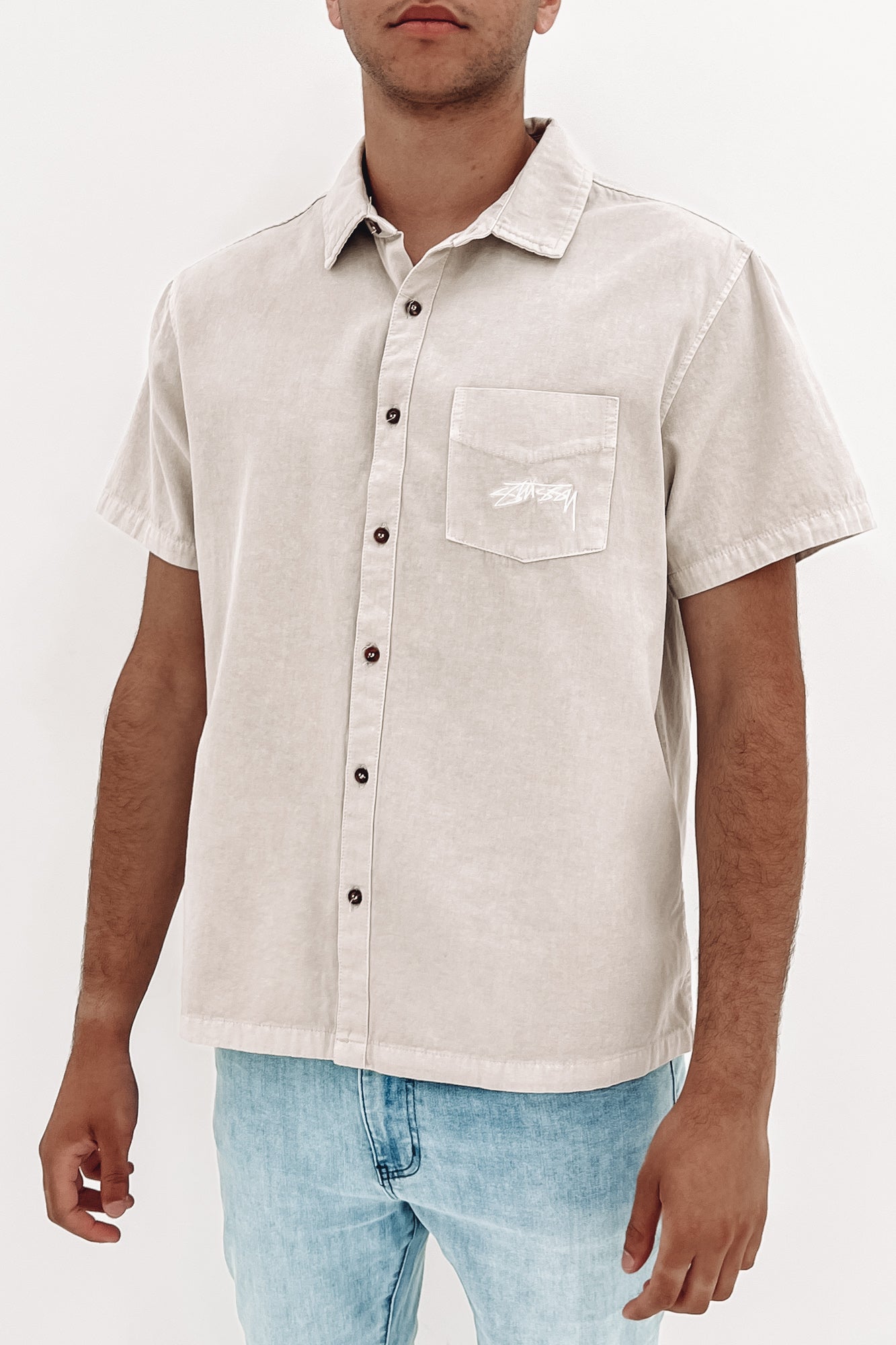 Pigment Pocket Short Sleeve Shirt White Sand