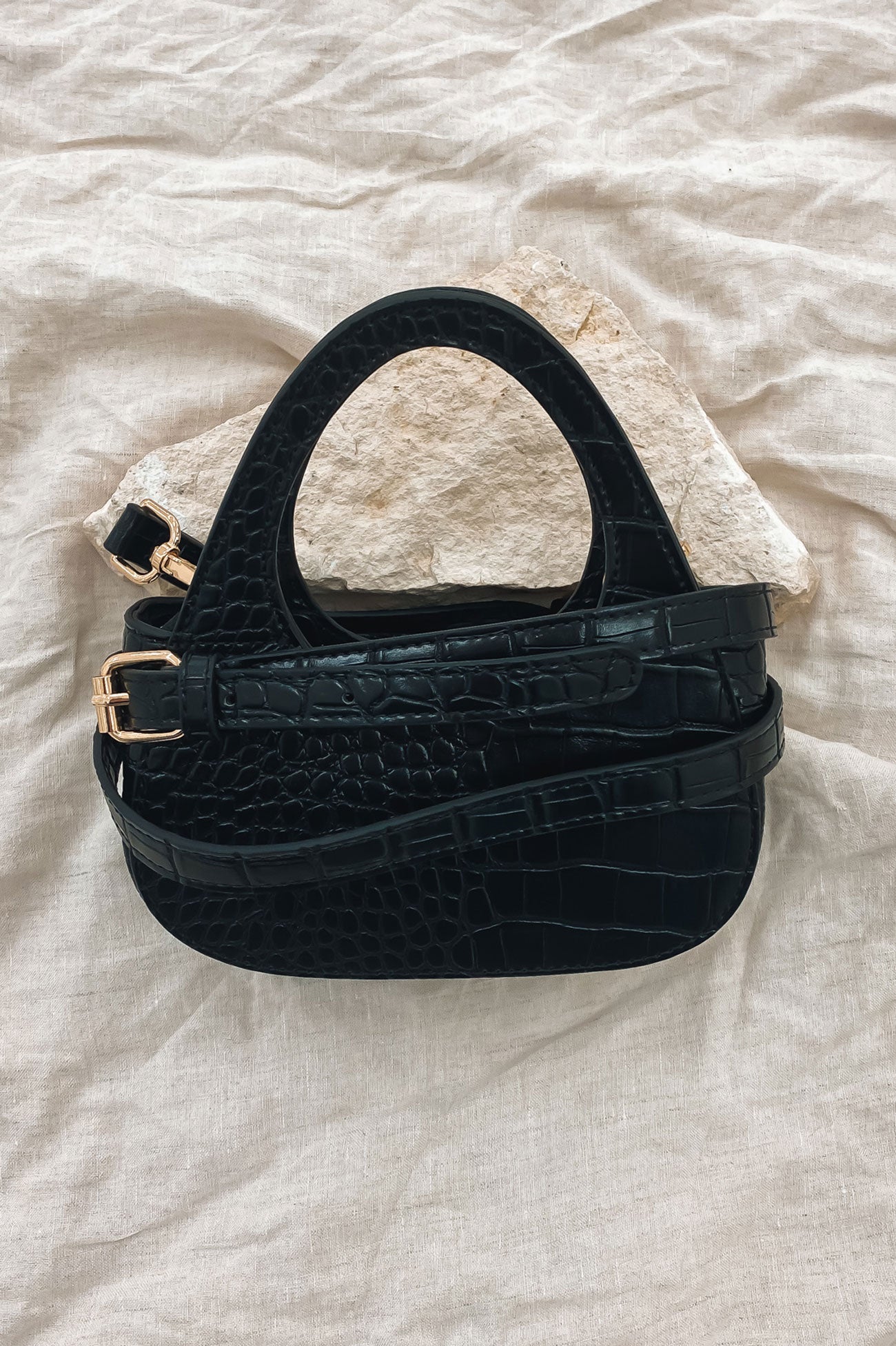 Aida Cross Body Bag Black Croc